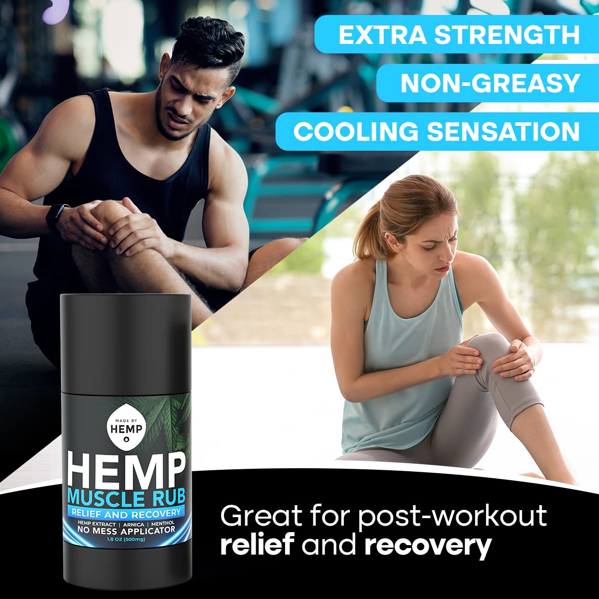 Hemp Roll On Post Workout Muscle Relief Stick for Muscles and Joints Natural Blend with Arnica, Menthol, Ginger Non Greasy Balm Cooling Soothing Support Formula Made by Hemp 1.8oz MADE BY HEMP Co. Au supplements