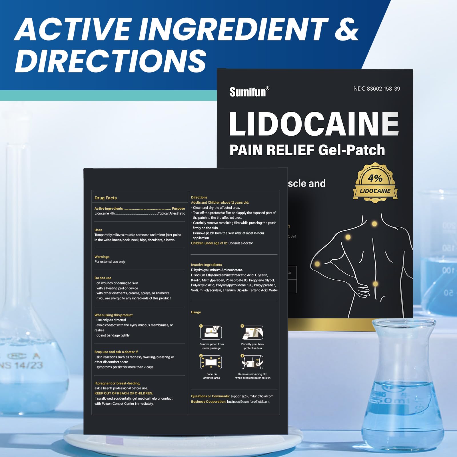 Sumifun 4% Lidocaine Patches,Maximum Strength Pain Relieving Patch Back, Shoulder, Joints, Knee Pain Relief and Muscle Soreness - 8 Hour Pain Relief (39 Count(Pack of 1)) Sumifun Au supplements