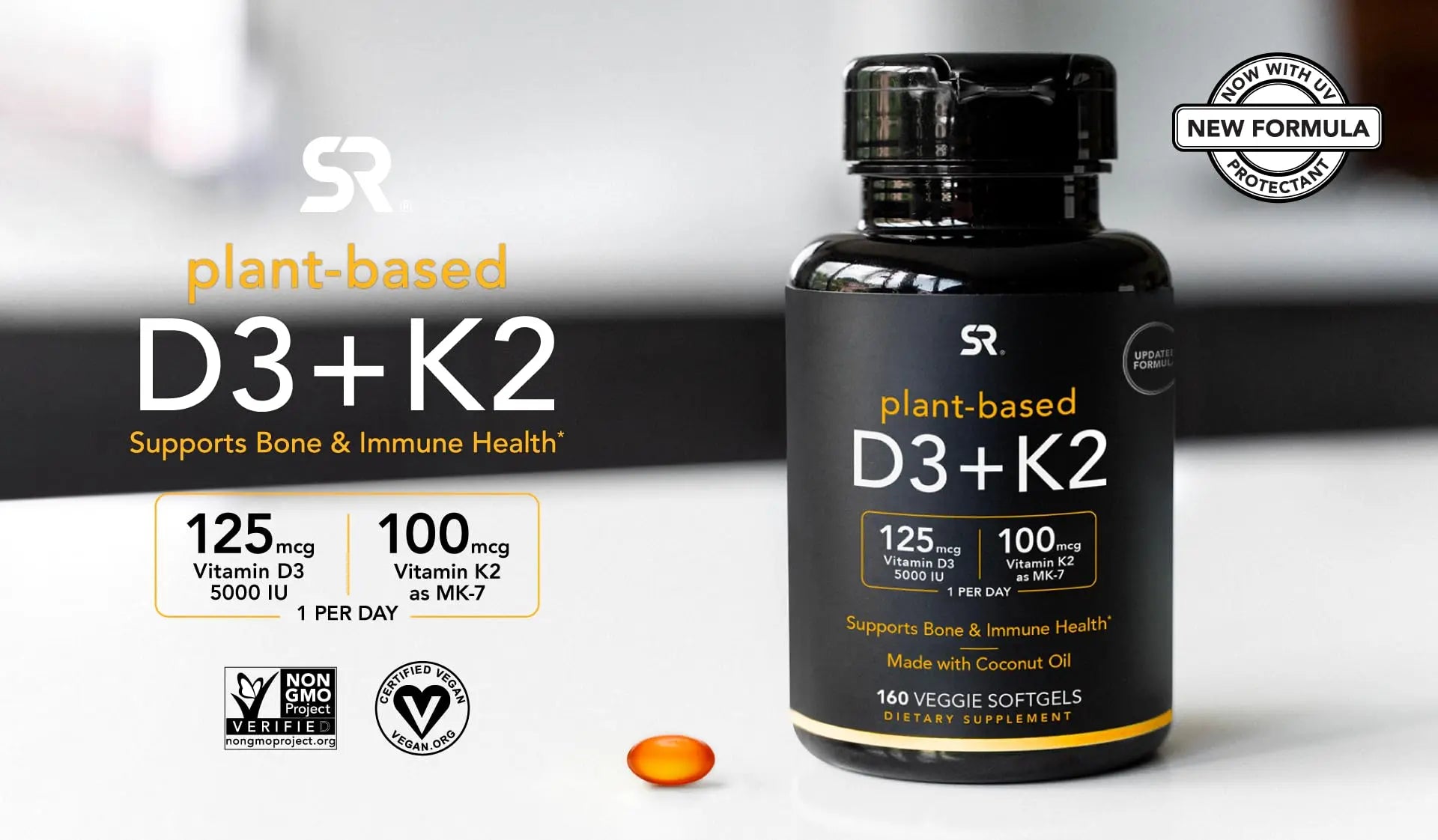 (Pack of 1) 160 Vegan Certified, Non GMO Liquid Softgels rozzunSports Research Vitamin Rozzun Creative Vision Au supplements