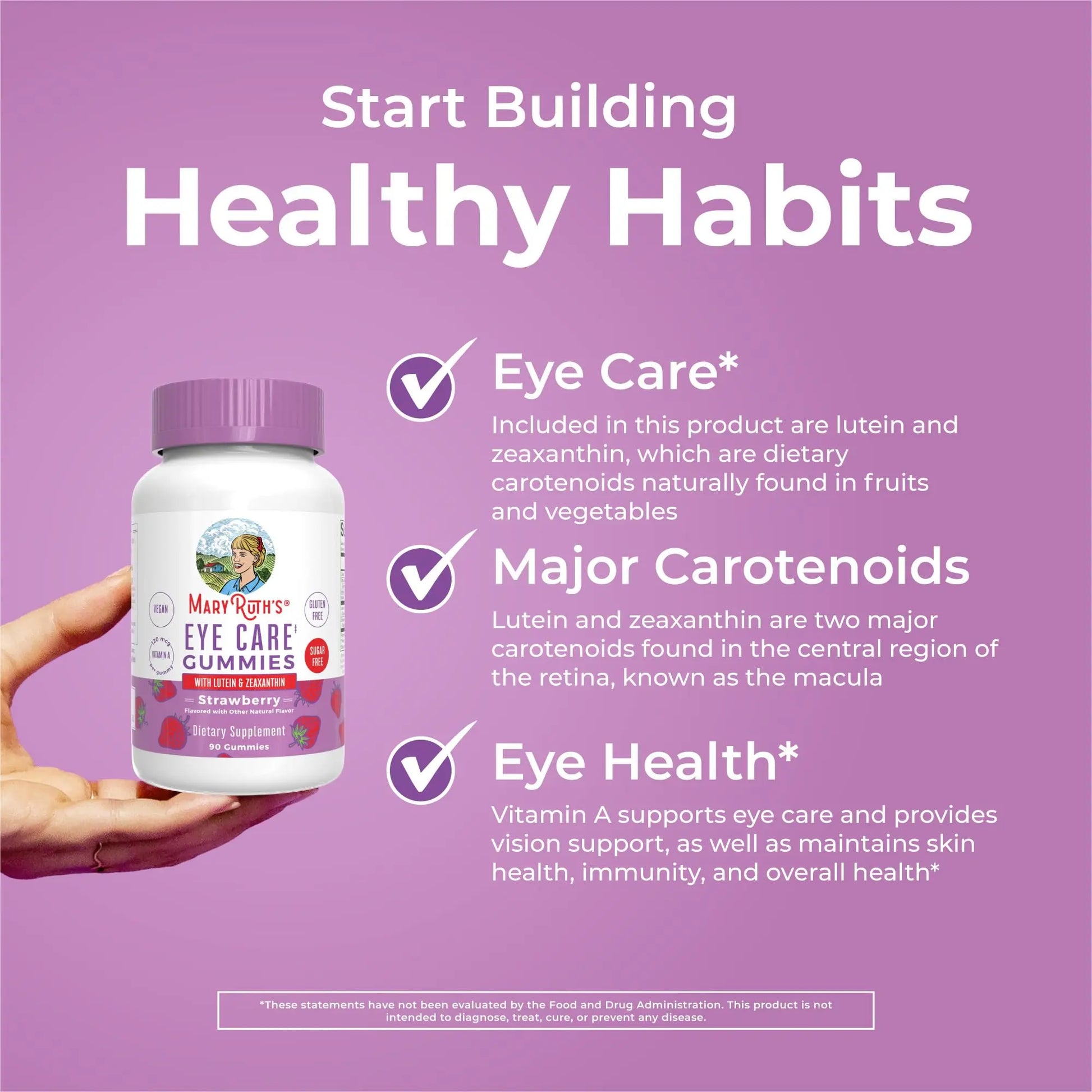 MaryRuth Organics Eye Care Gummies | Eye Health Vitamins for Adults and Kids | Lutein and Zeaxanthin Supplements | for Eyes | Vegan | Non-GMO | Gluten Free | 90 Count MARYRUTH'S Au supplements