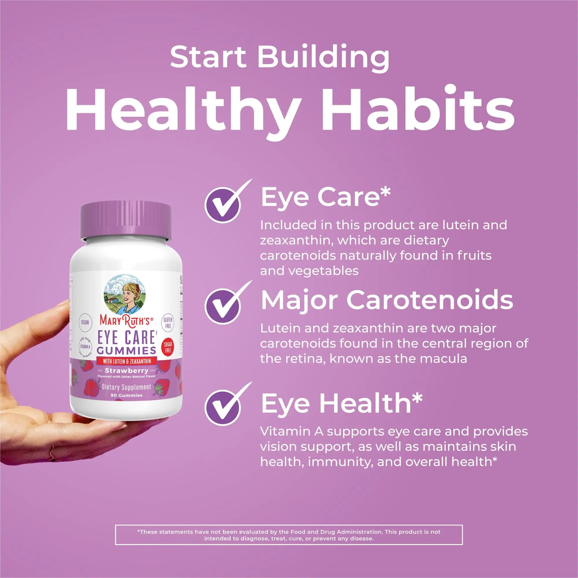 MaryRuth Organics Eye Care Gummies | Eye Health Vitamins for Adults and Kids | Lutein and Zeaxanthin Supplements | for Eyes | Vegan | Non-GMO | Gluten Free | 90 Count MARYRUTH'S Au supplements