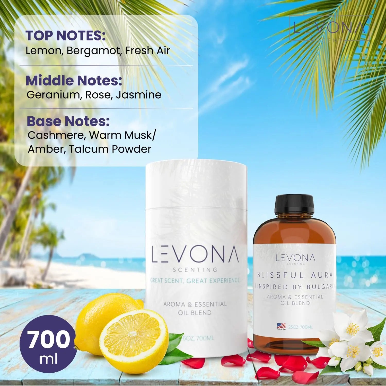 Levona Scent Essential Oils for Diffuser: Blissful Aura with Notes of Amber, Musk & Jasmine LEVONA SCENT Au supplements
