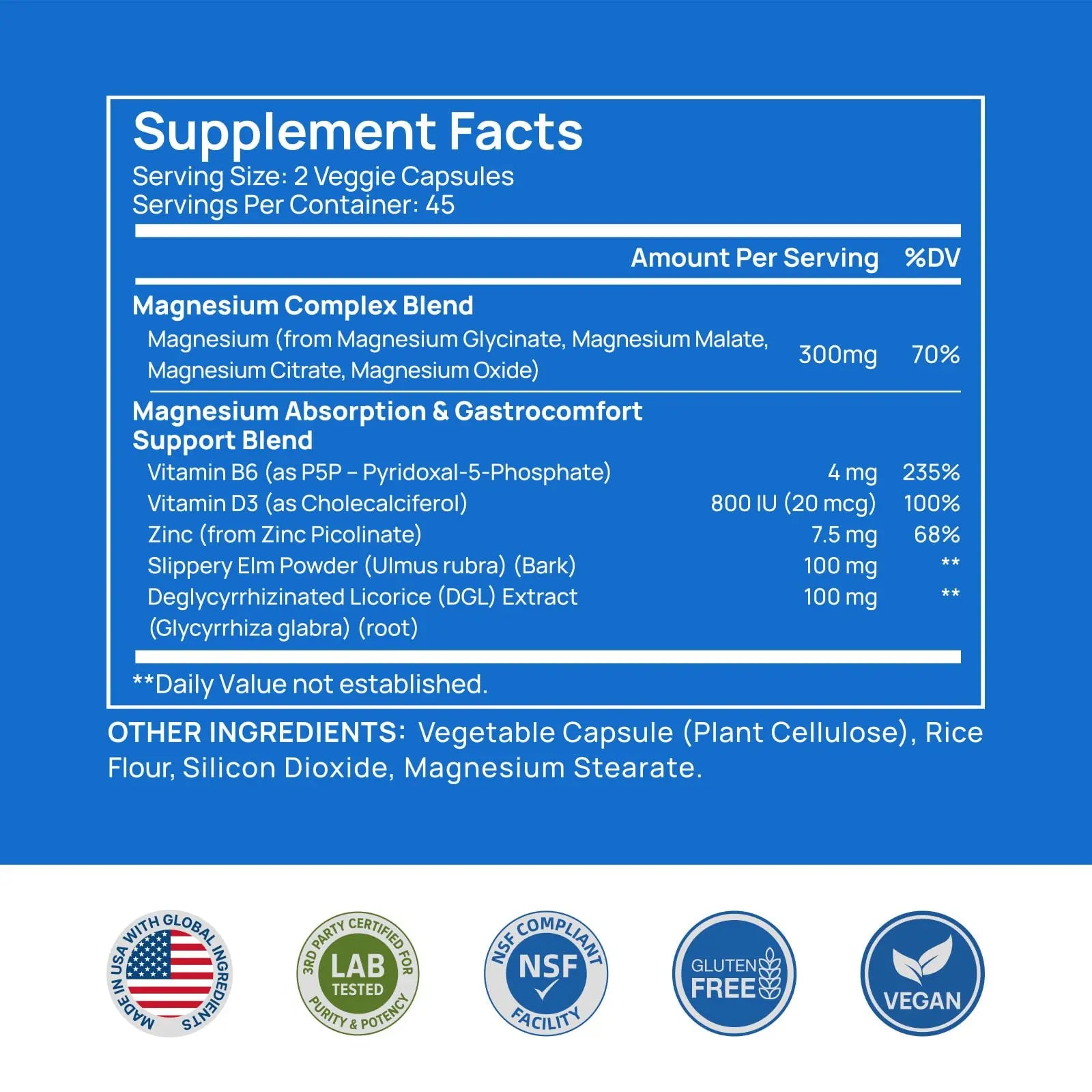 Selerb Magnesium Complex for Women and Men-Glycinate,Malate,Citrate,Oxide Supports Calm, Sleep, Muscle & Energy with D3, B6, Zinc, Slippery Elm & DGL Gentle on Stomach 90 Capsules Selerb Au supplements