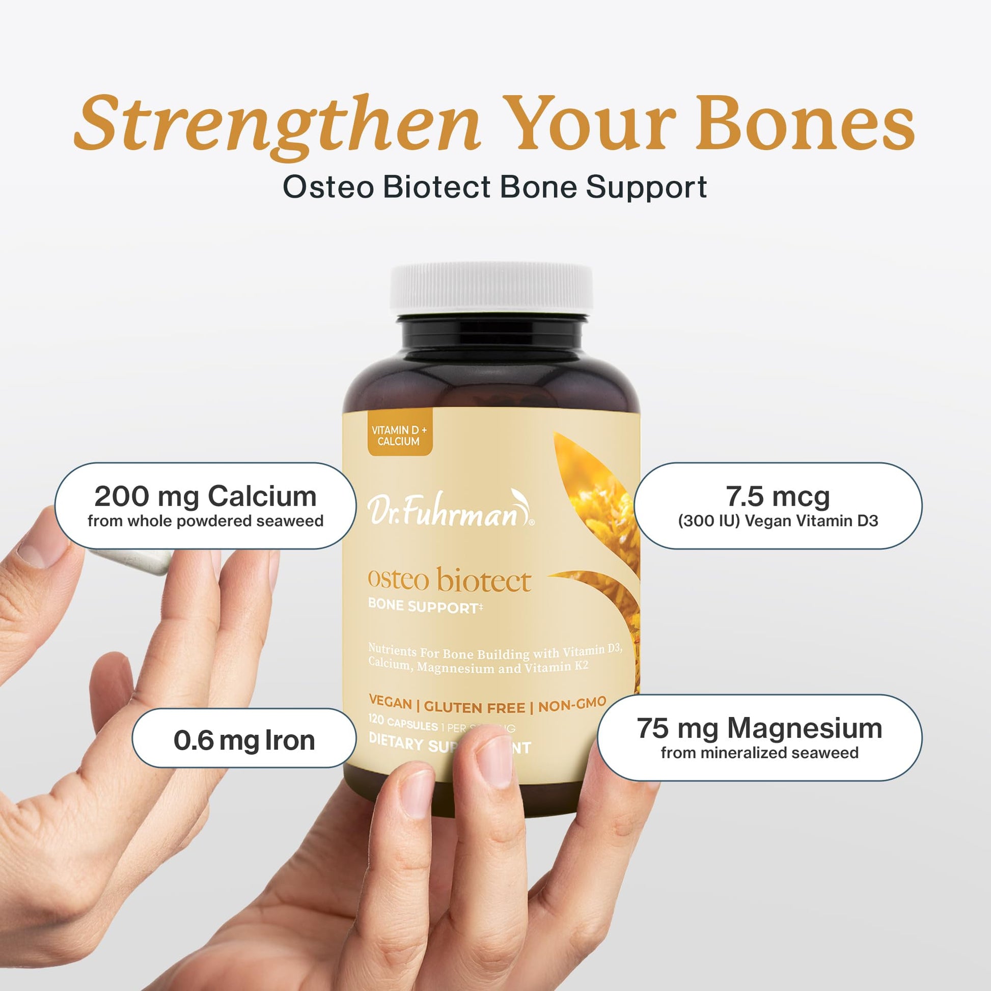 Dr. Fuhrman Osteo Bone Health Supplement | Wholefood Supplement for Women & Men | Vitamin for Bone Density | Organic Vitamin D3, Calcium, Magnesium & K2 | Natural Ingredients | 120 Caps Dr. Fuhrman Au supplements