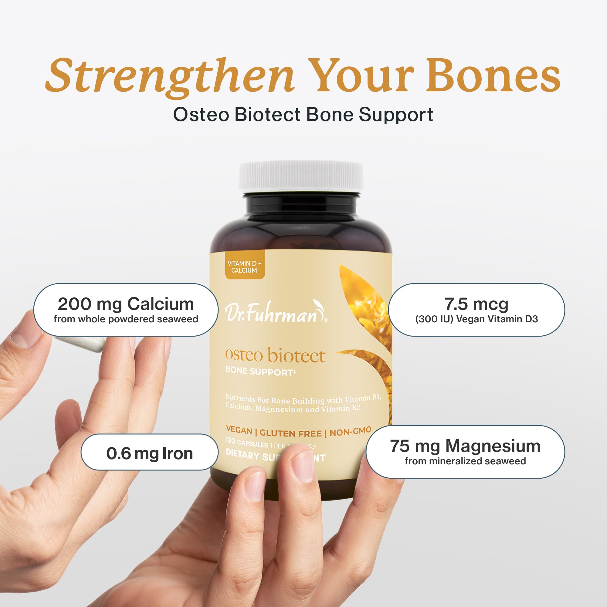 Dr. Fuhrman Osteo Bone Health Supplement | Wholefood Supplement for Women & Men | Vitamin for Bone Density | Organic Vitamin D3, Calcium, Magnesium & K2 | Natural Ingredients | 120 Caps Dr. Fuhrman Au supplements