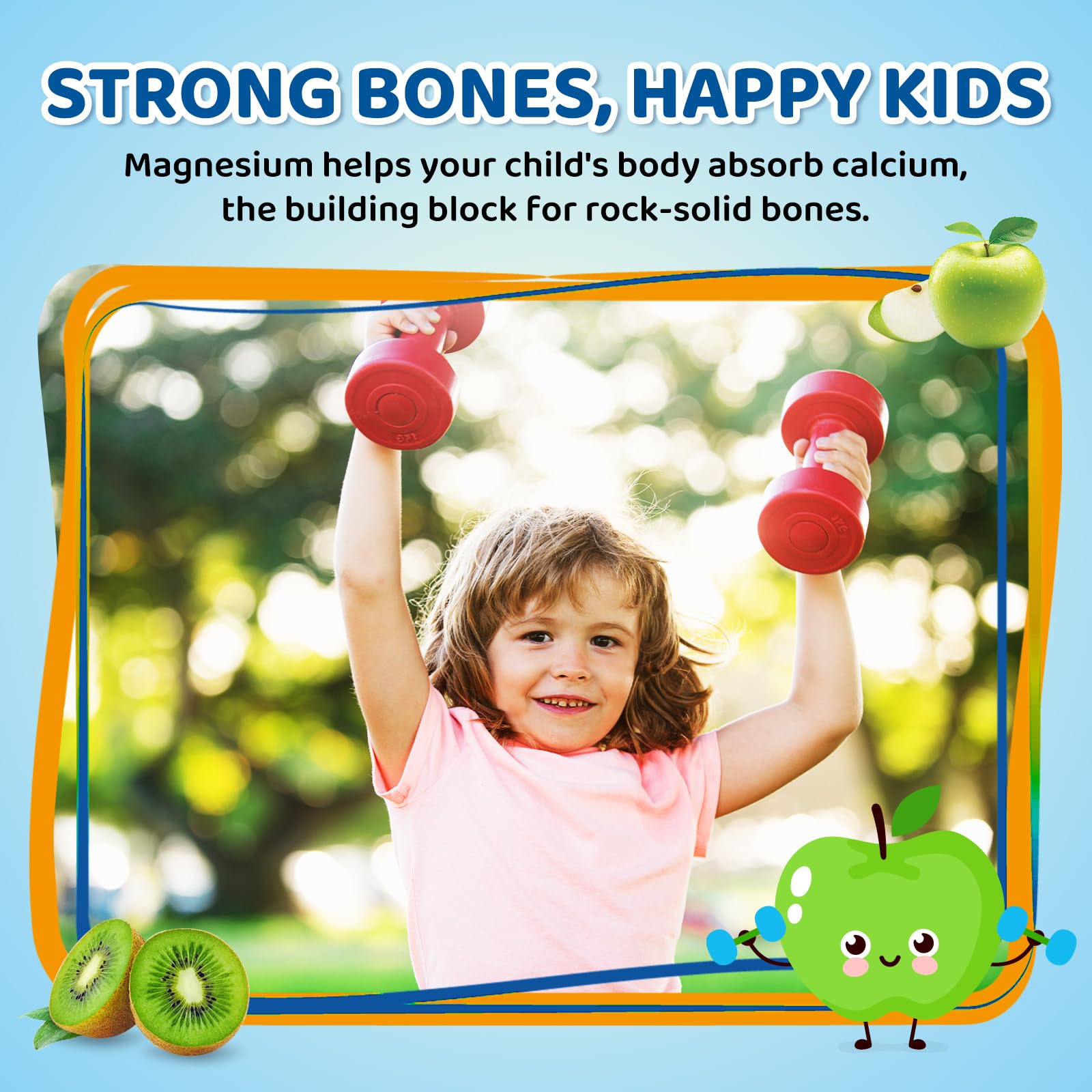 Center-Filled Magnesium Gummies for Kids 300MG - Magnesium Glycinate Gummies with L-theanine, Omega-3, Vitamin B6, D for Kids & Adults, Supplement for Sleep, Calm & Muscle Relaxation - Apple & Kiwi CNCHEF Au supplements