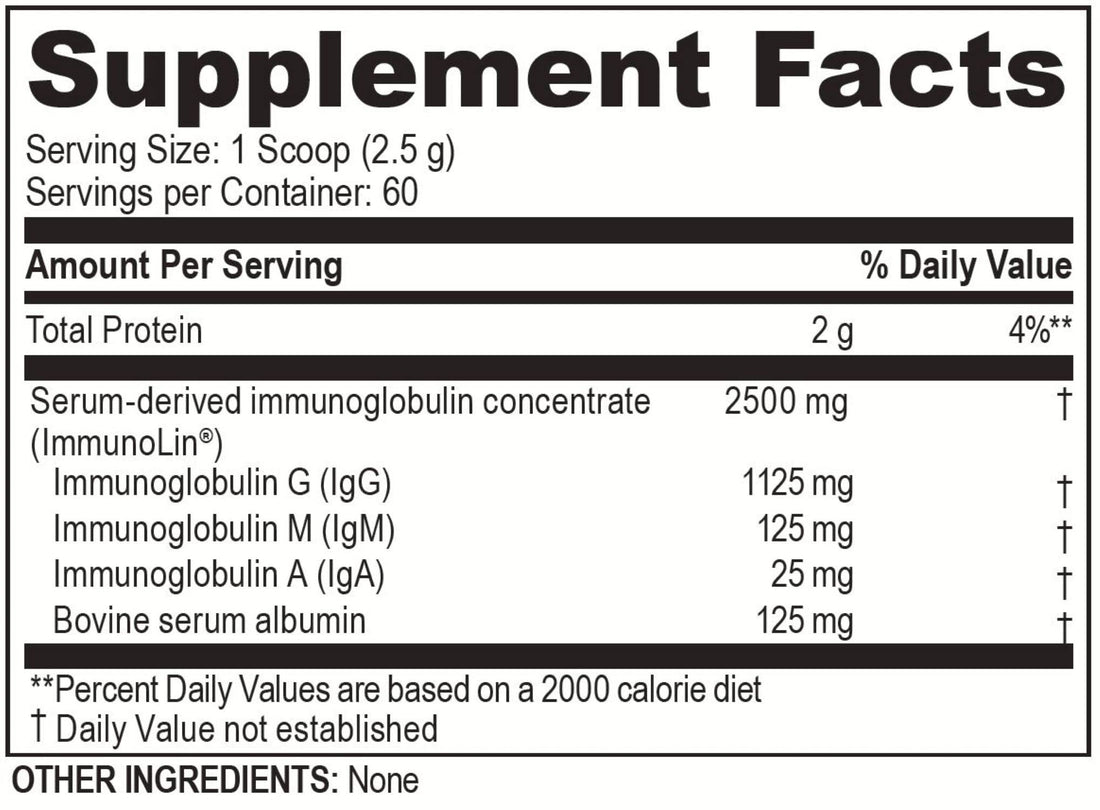Brain Basics Ultra Pure IgG Supplement - Dairy-Free Supplement IgG-Immunolin Powder, Blended Vitamin & Mineral Supplements, 150g, 60 Servings Brain Bean Au supplements