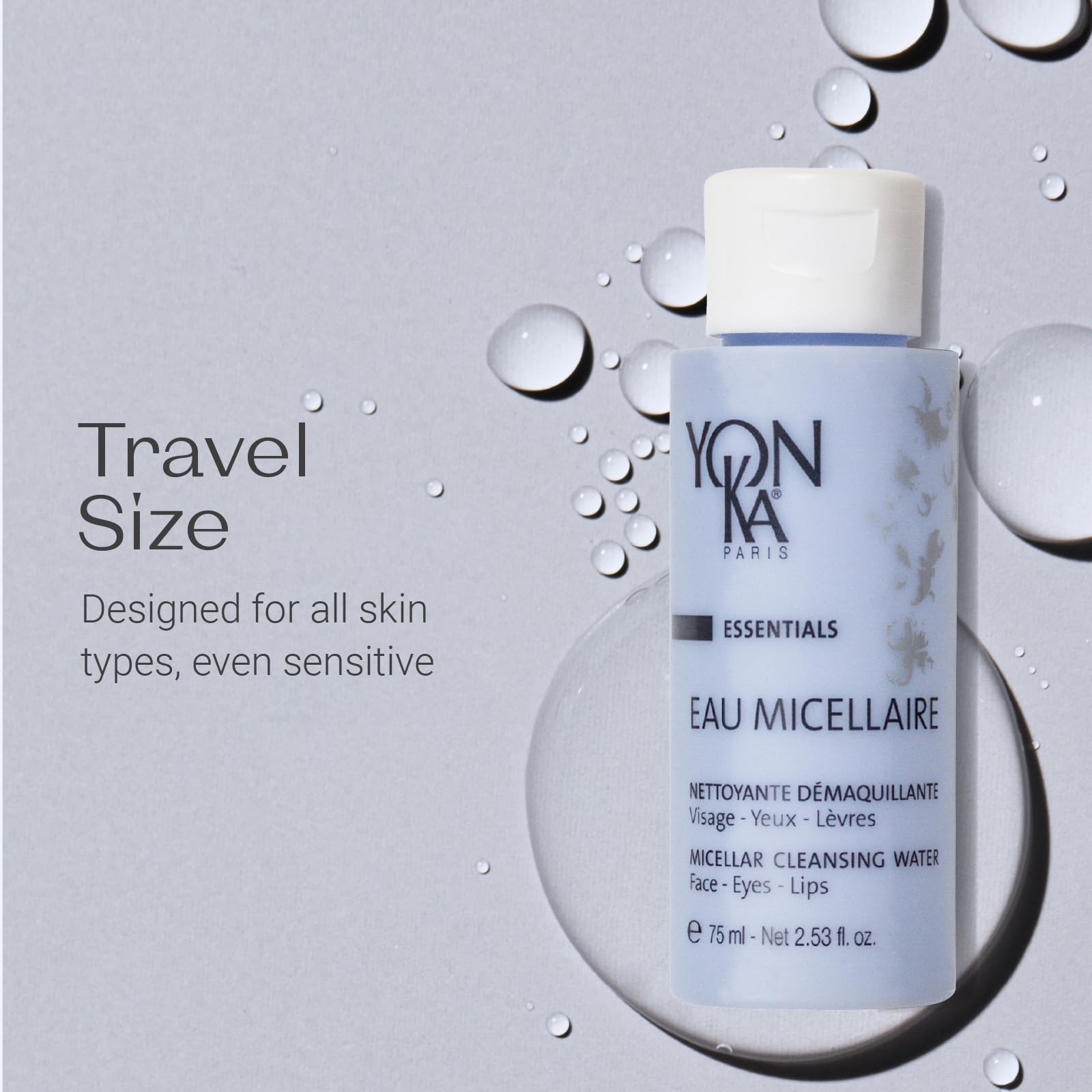 Yonka Eau Micellaire Travel Size | Micellar Water and Cleansing Makeup Remover | Gentle Face Wash with Rose and Chamomile to Remove Impurities and Hydrate | Paraben-Free | 2.53 fl oz Yonka Au supplements