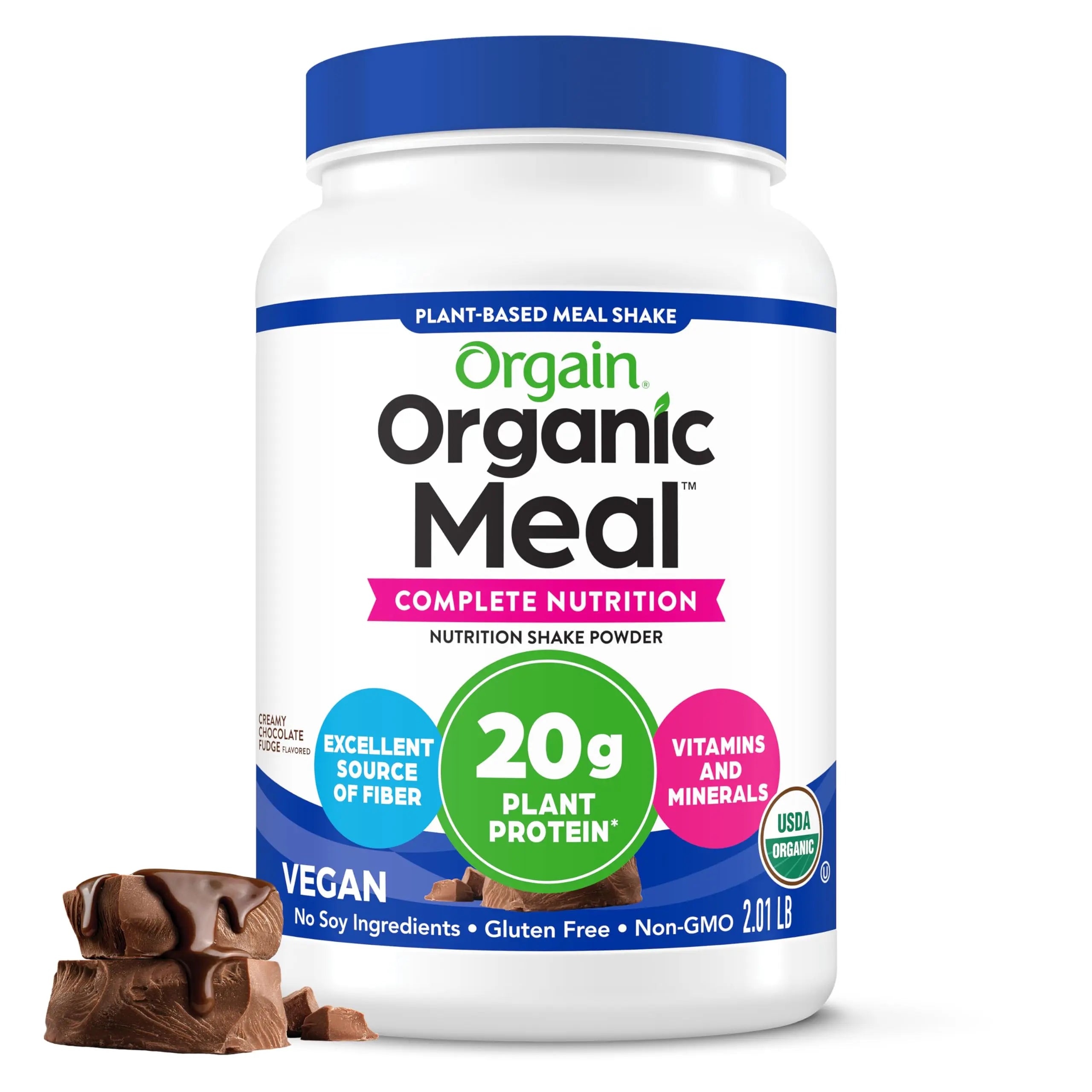 Orgain Organic Vegan Meal Replacement Protein Powder, Creamy Chocolate Fudge - 20g Plant Based Protein, Gluten Free, Dairy Free, Lactose Free, Soy Free, No Sugar Added, Orgain Au supplements
