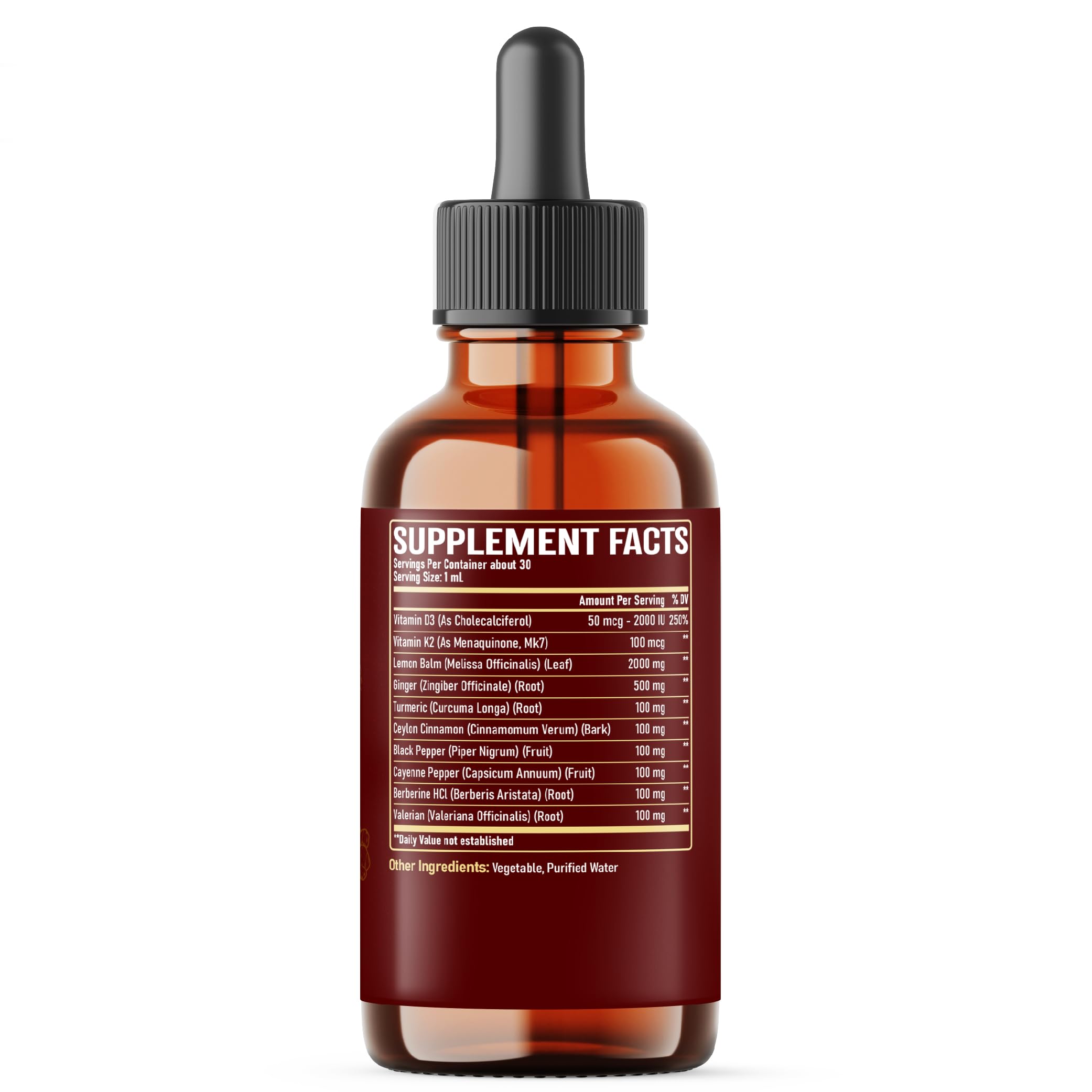 NUQIIT 10in1 Lemon Balm Tincture Blend Includes Vitamin D3, Vitamin K2, Lemon Balm, Ginger, Turmeric, Ceylon Cinnamon and More - 1 FL Oz - 60 Day Supply NUQIIT Au supplements