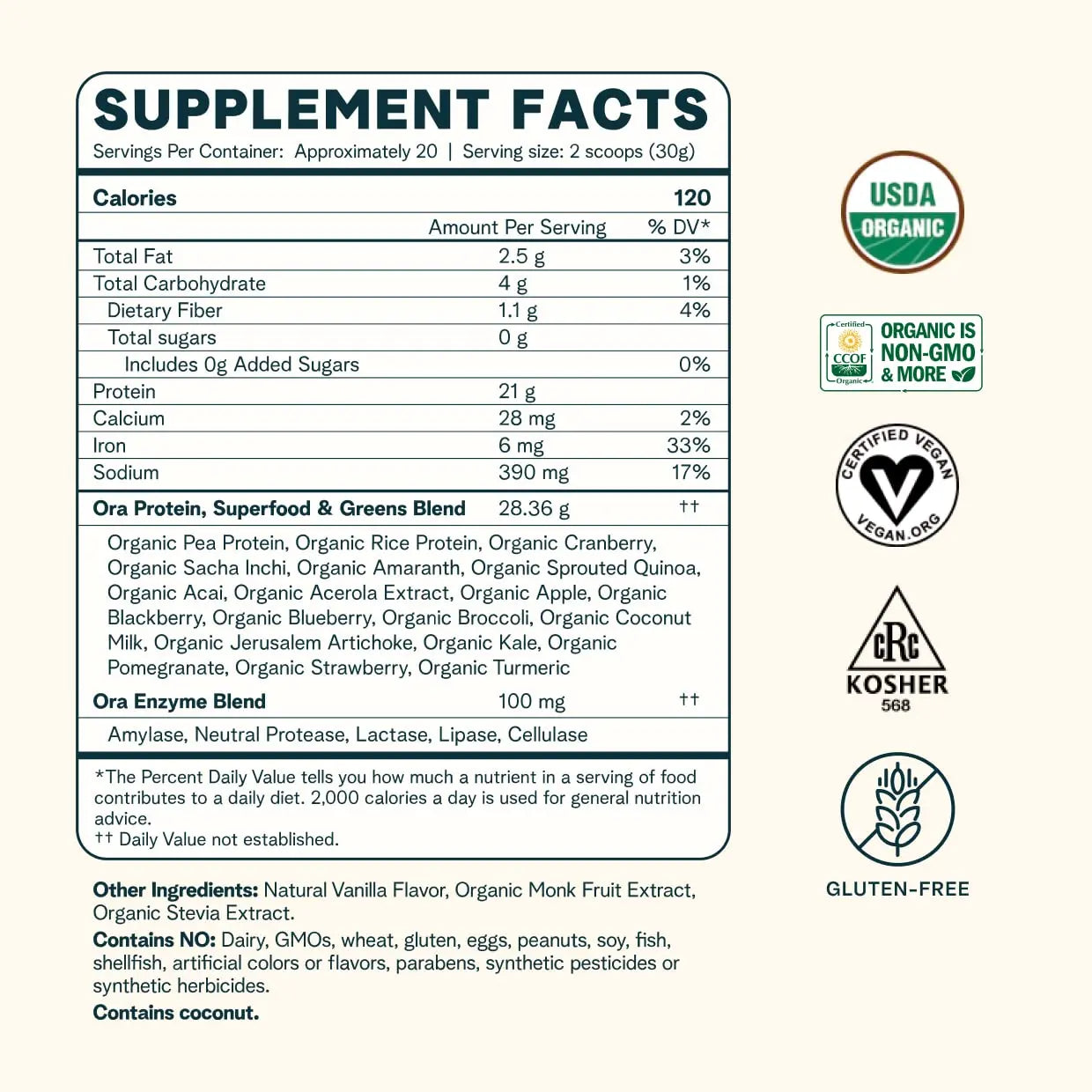 Ora Organic Protein Powder - 21g Plant-Based Protein for Women and Men Pre-Workout Ora Organic Au supplements