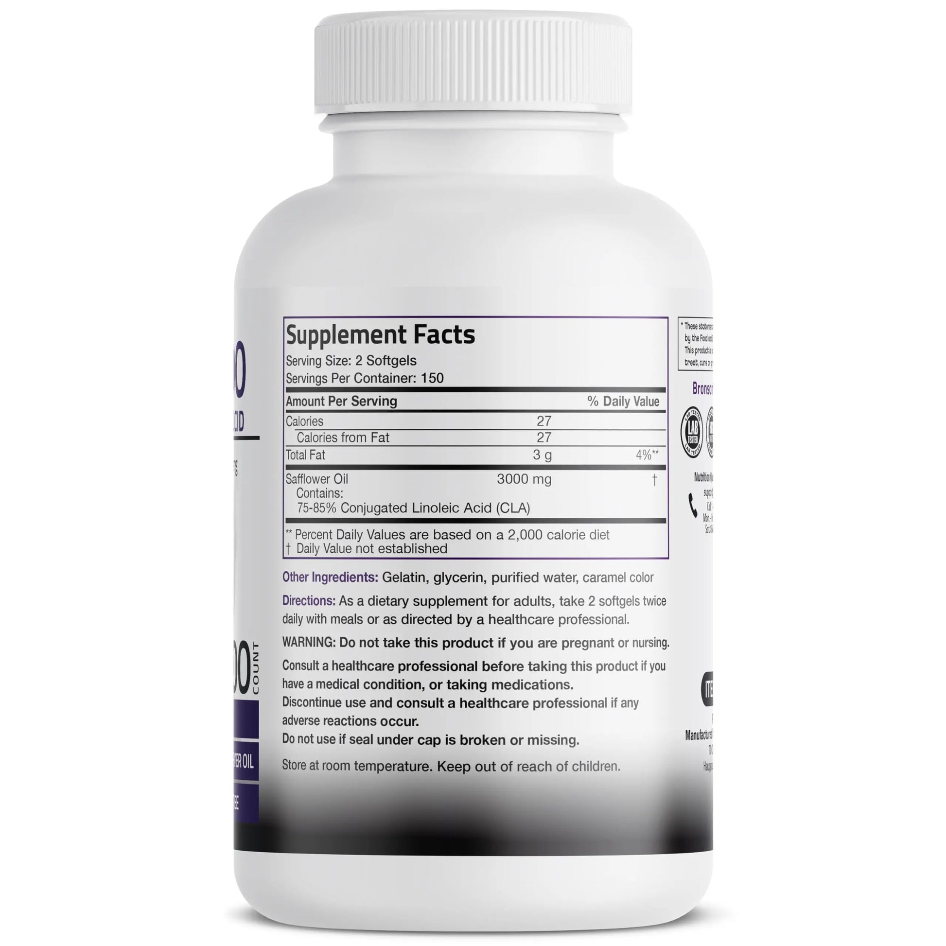 Bronson CLA 3000 Extra High Potency Supports Healthy Weight Management Lean Muscle Mass Non-Stimulating Bronson Au supplements