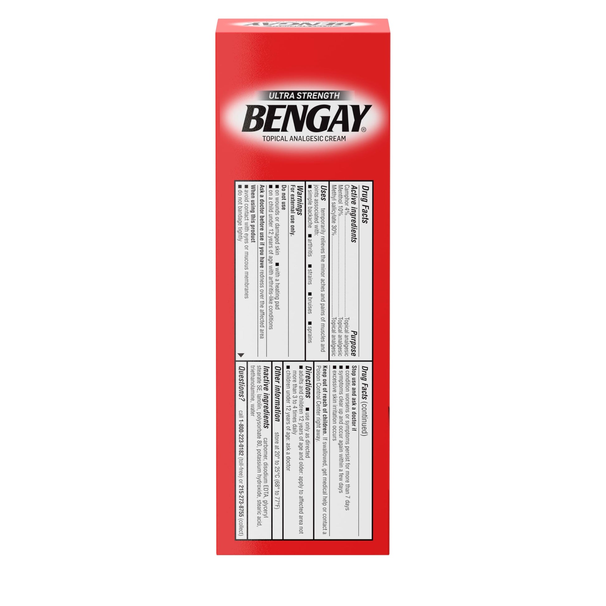 Bengay Ultra Strength Topical Pain Relief Cream, Non-Greasy Topical Analgesic for Minor Arthritis, Muscle, Joint and Back Pain, Camphor, Menthol and Methyl Salicylate, 4 OZ Bengay Au supplements