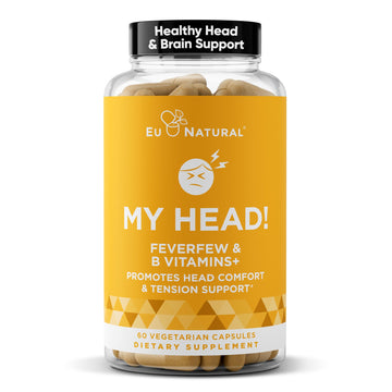 My Head! Headache Vitamins – Sensitivity, Tension, Comfort, Healthy Head Function for A Clear Mind – Fast acting Magnesium, Feverfew, Boswellia, Vitamin D, Ginger, & More – 60 Soft Capsules Eu Natural Au supplements