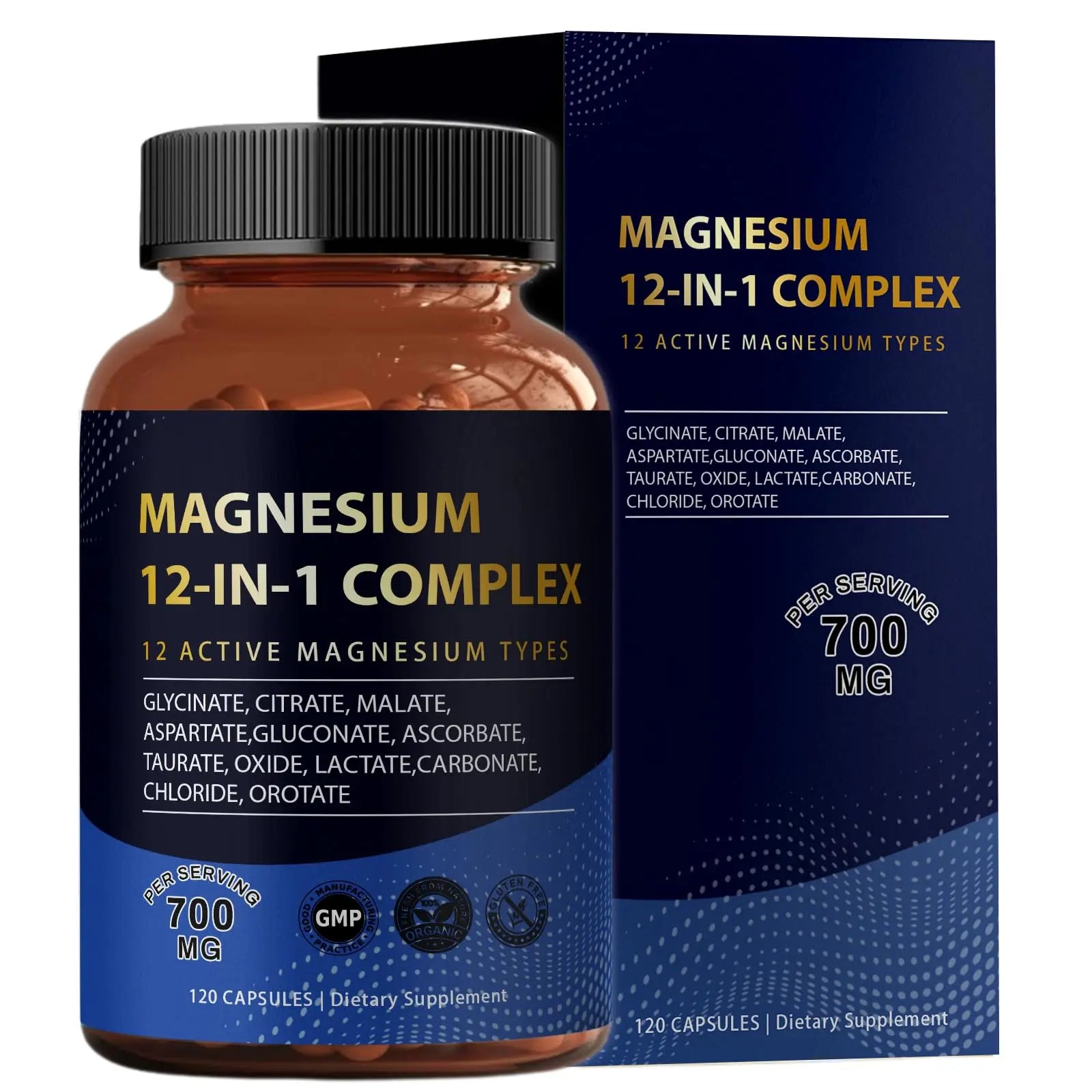 Puravita Magnesium Complex 700mg 12 in 1 Magnesium Supplement with Glycinate, Citrate, Malate & More | Easy Absorption, Energy Support, Vegan & Non-GMO | 120 Capsules (1pc) YPRYPR Au supplements