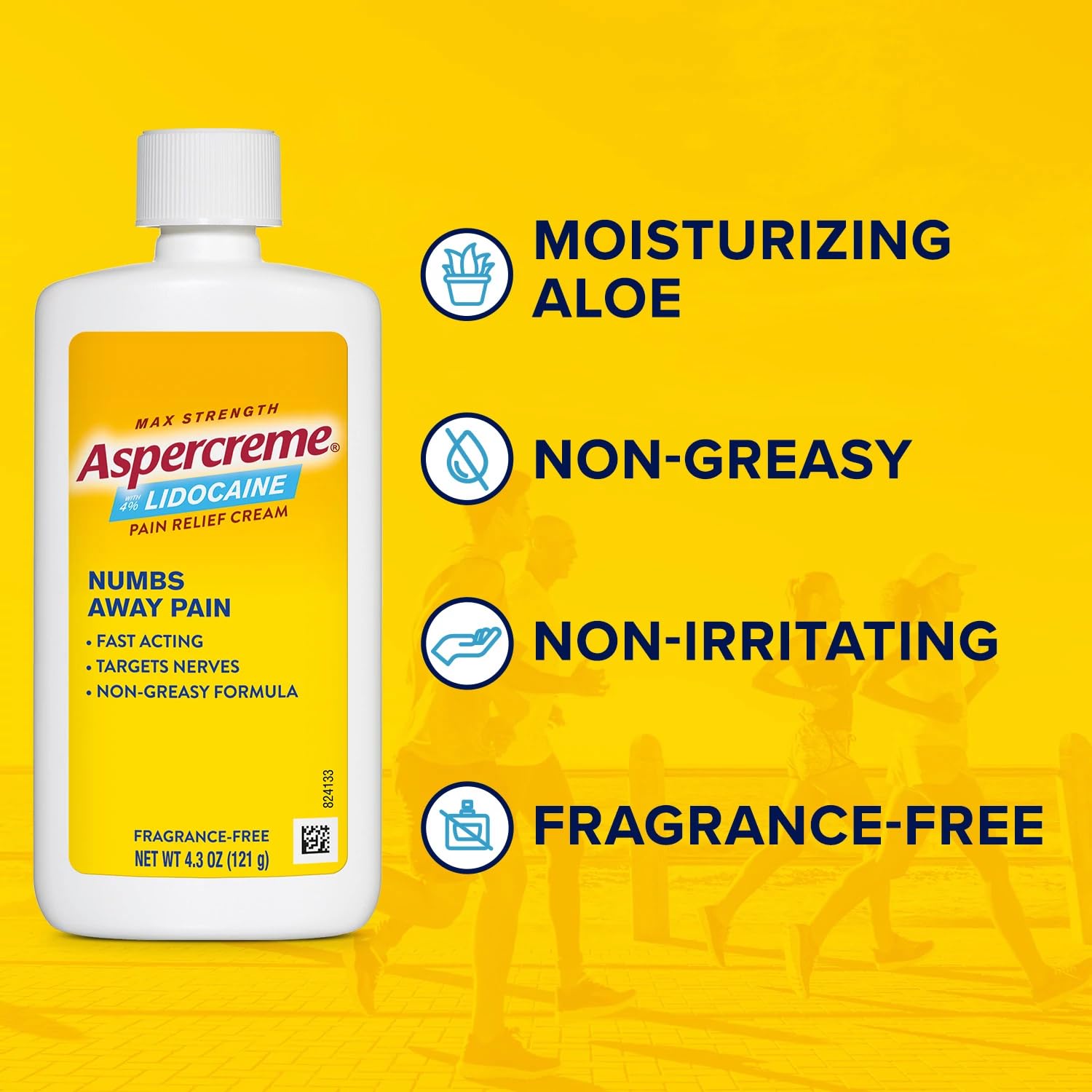 Aspercreme Max Strength Lidocaine Pain Relief Dry Spray 4 oz. Odor Free with Lidocaine Maximum Strength Pain Relief Cream, 4.3 Oz Aspercreme Au supplements