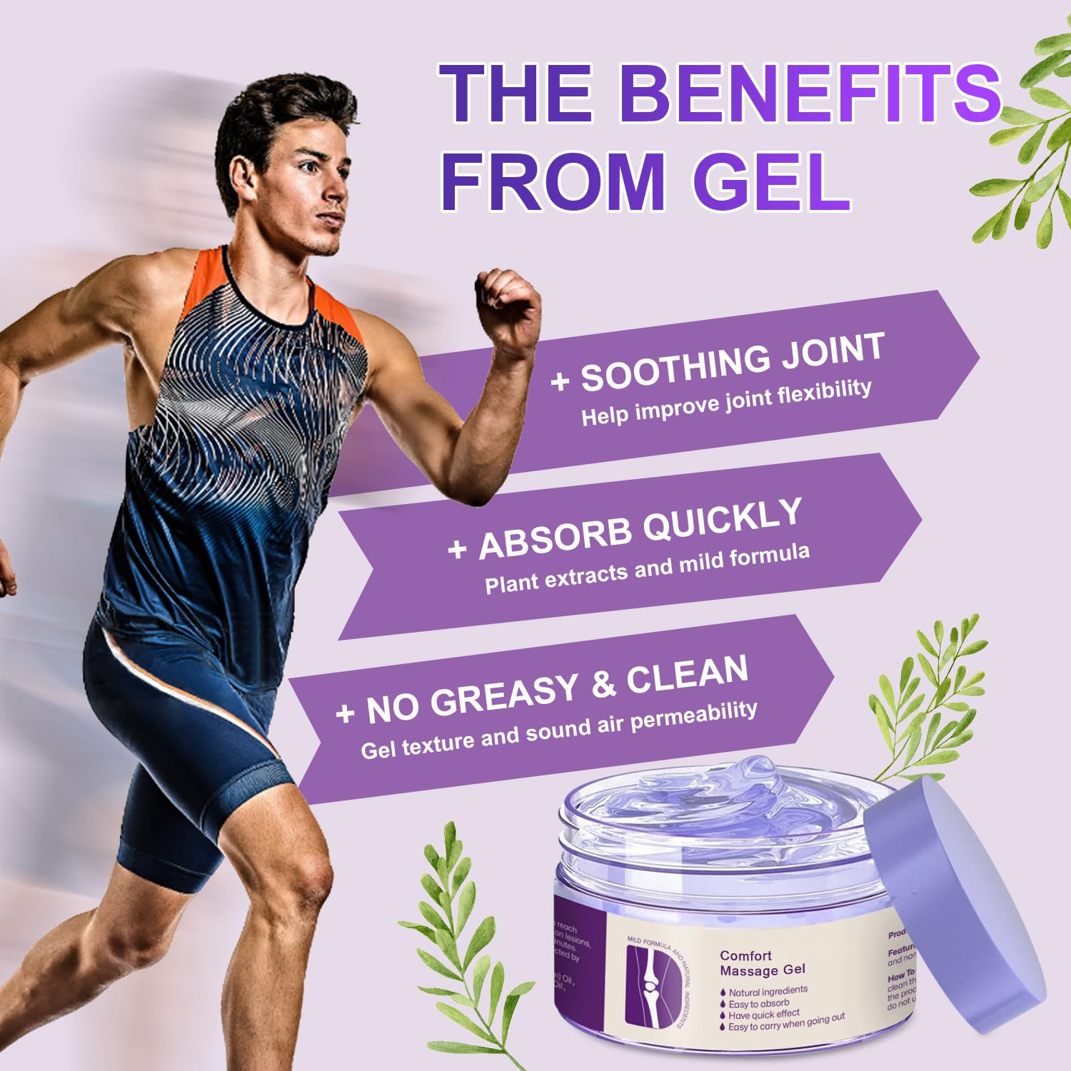 Kresin Joint Comfort Purple Gel, Kresin Joint Comfort Massage Gel, Soothes Discomfort for Neck, Back, Knees, Lumbar, and Feet, Absorb Quickly and Non-Greasy, 1.76 OZ, Violet Josmon Au supplements