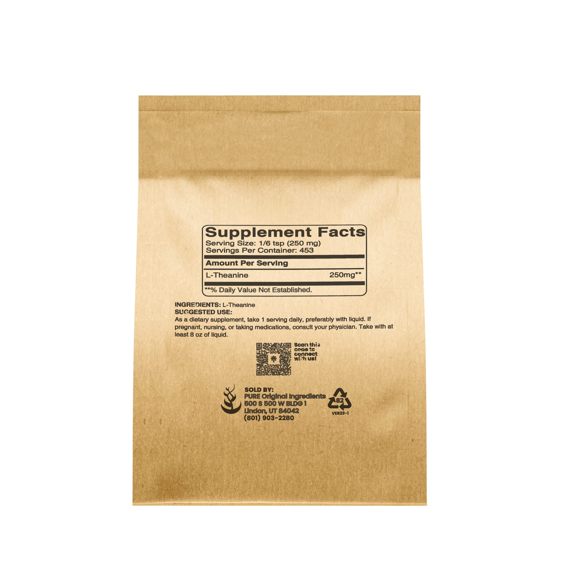 PURE ORIGINAL INGREDIENTS L-Theanine (4 oz) Amino Acid Supplement, No Additives or Fillers PURE ORIGINAL INGREDIENTS Au supplements