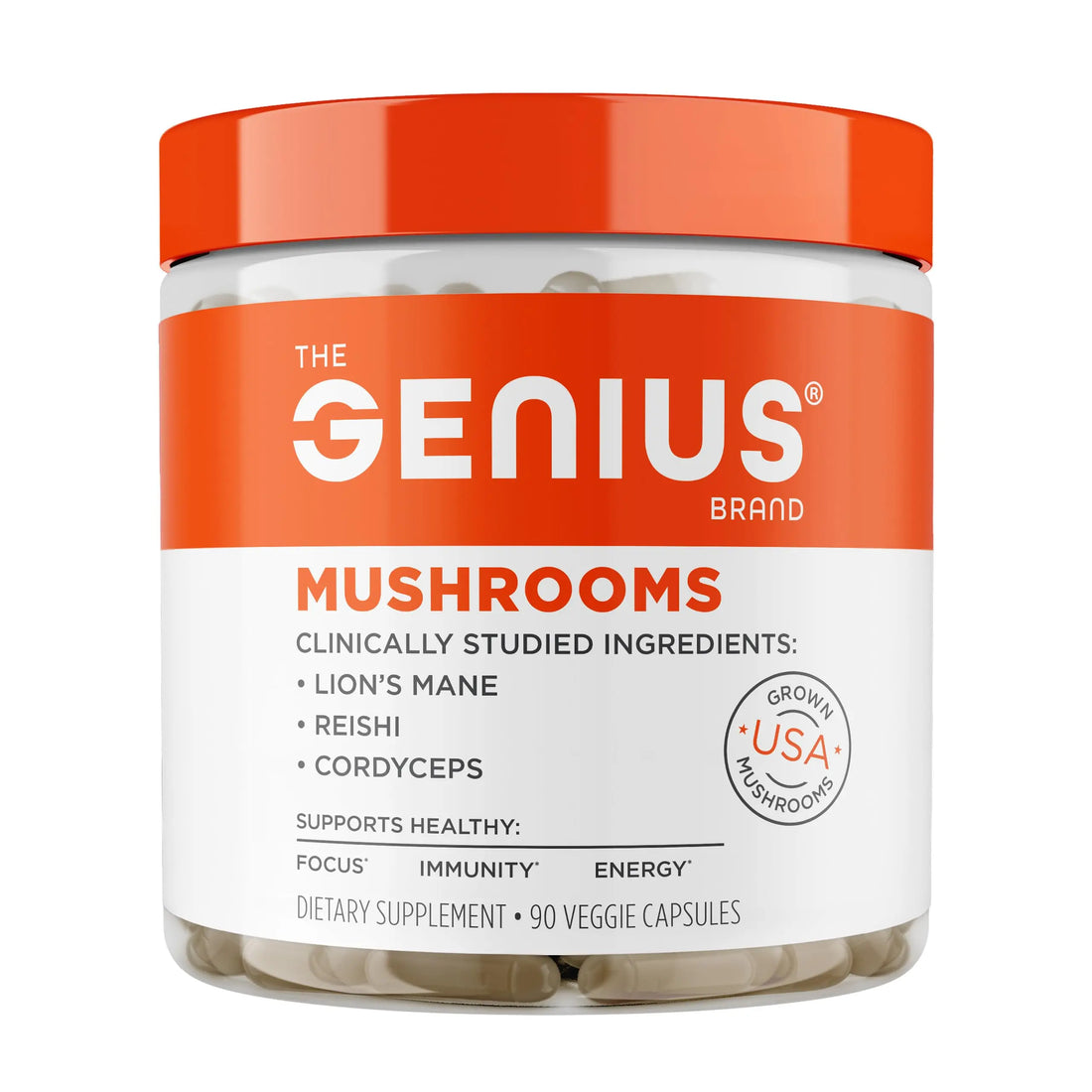 The Genius Brand Genius Mushrooms - Plant-Based Supplement for Immune, Focus & Energy Support - Lion's Mane, Cordyceps & Reishi The Genius Brand Au supplements