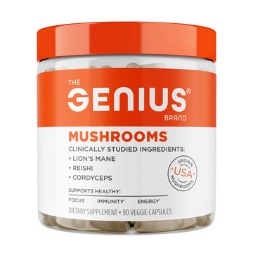 The Genius Brand Genius Mushrooms - Plant-Based Supplement for Immune, Focus & Energy Support - Lion's Mane, Cordyceps & Reishi The Genius Brand Au supplements