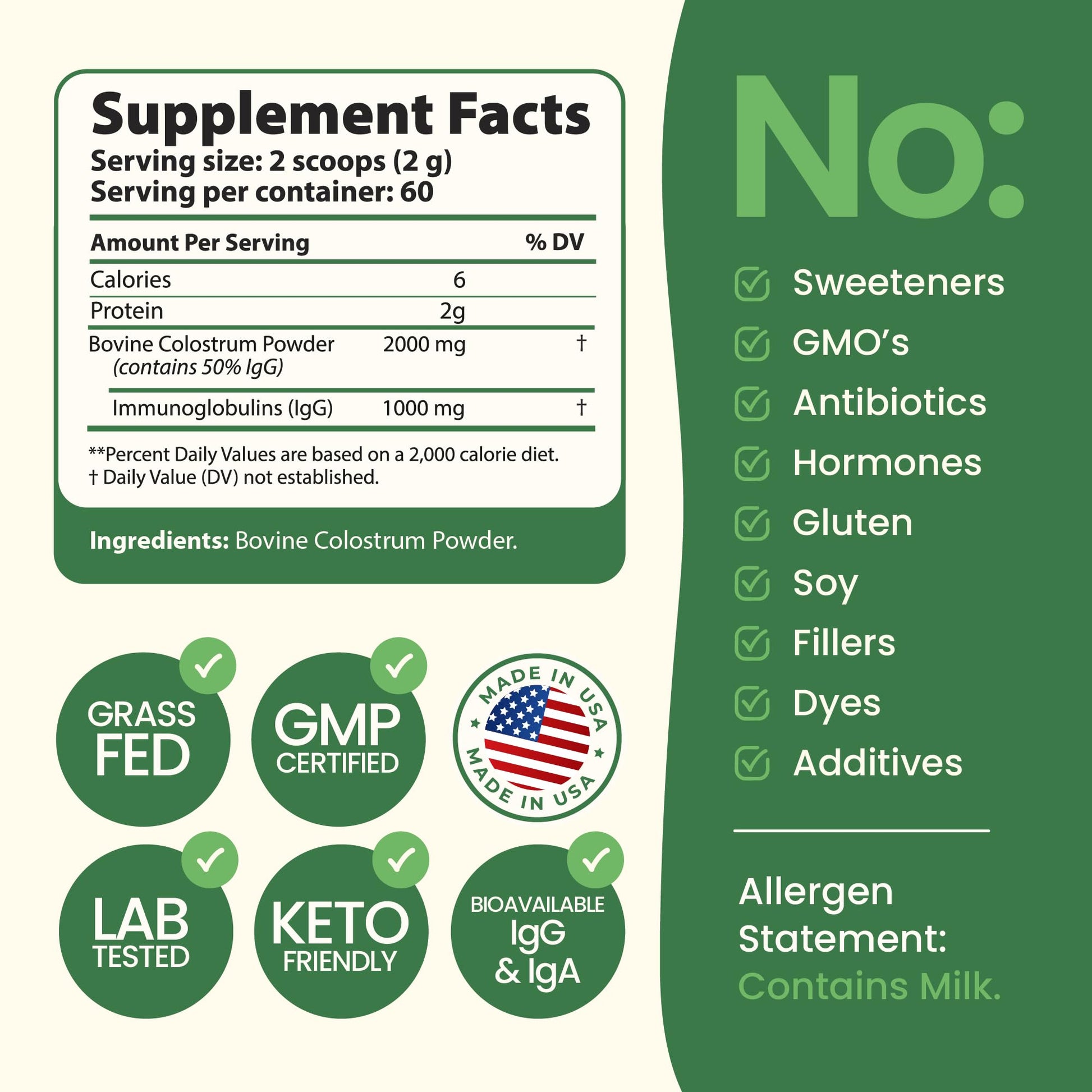 Immerge Health Super Colostrum Powder (60 Servings) – Premium Bovine Colostrum Supplement for Gut Health, Bloating & Immune Support – High IgG, 100% Grass Fed First Milking, Unflavored, Made in USA ImmergeHealth.com Au supplements