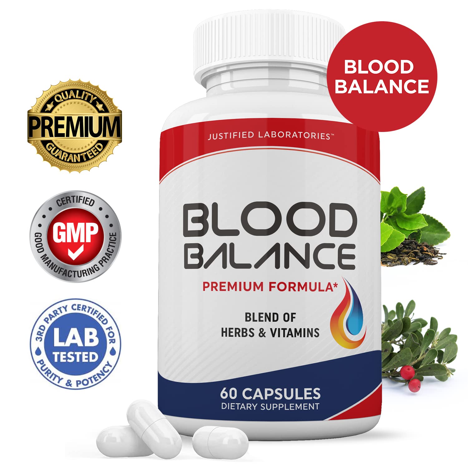 Justified Laboratories (2 Pack Blood Balance Advanced Formula 620MG Formula Supplement Pills 120 Capsules Justified Laboratories Au supplements