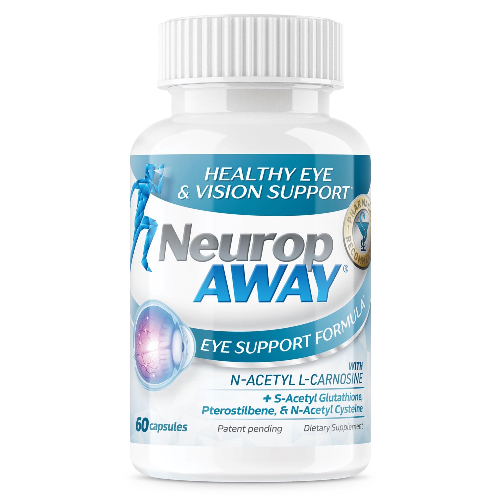 NeuropAWAY Eye Support Supplement 60CT with Lutein N-Acetyl L-Carnosine S-Acetyl Glutathione N-Acetyl Cystiene Pterostilbene Lycopene Zeaxanthin to Support Healthy Vision, Helps Blurry and Dry Eyes NeuropAWAY Au supplements