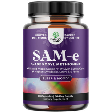 Sam-E 200mg Mood Support Supplement - S-Adenosyl Methionine Sam-E Supplement for Natural Relaxing Mood Boost Brain Support and Liver Detox Cleanse - Vegan Non-GMO and Gluten Free - 60 Count Natures Craft Au supplements