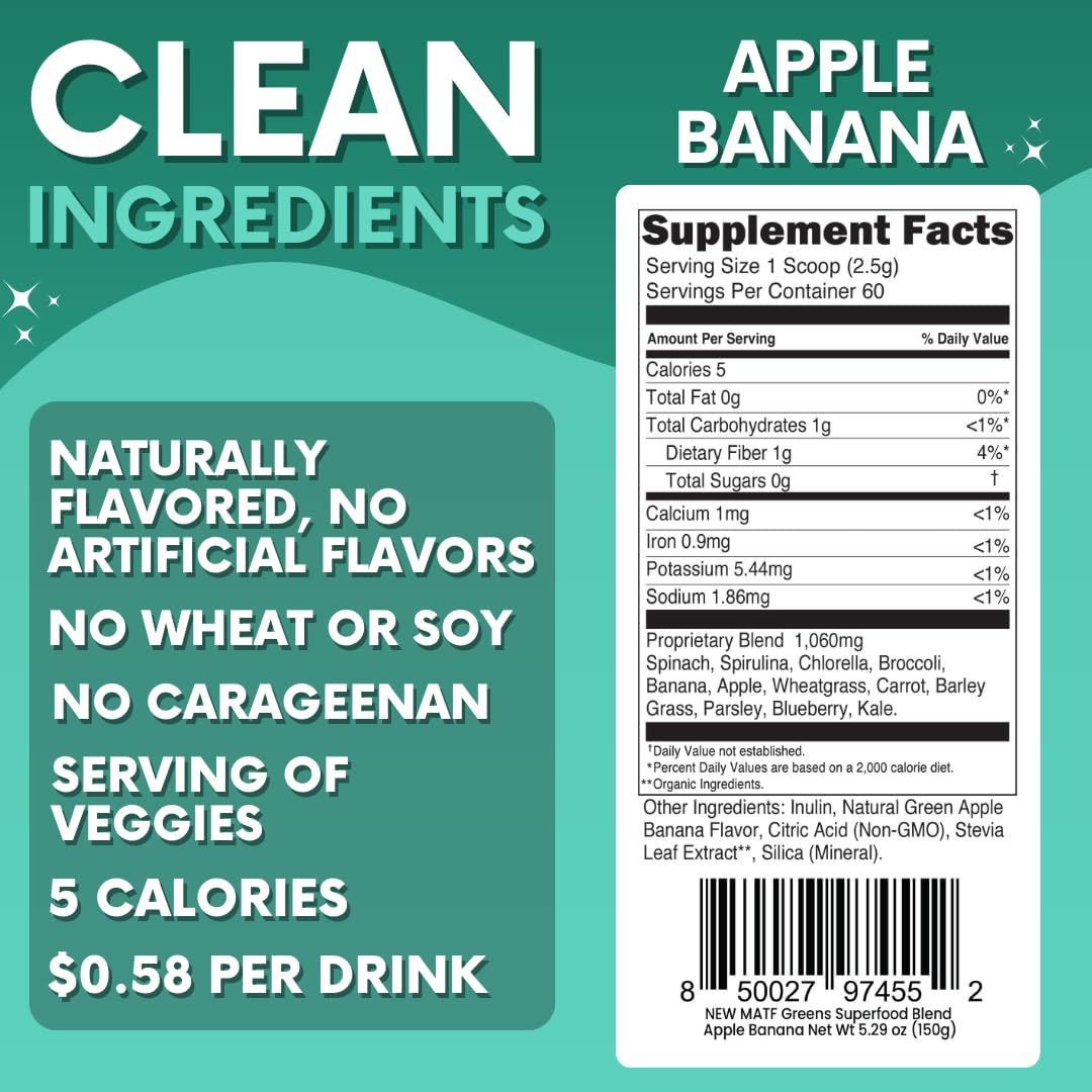 Green Superfood Powder for Digestion & Gut Health - Keto Friendly Superfood Greens Blend Powder for Immune Support - Powdered Greens Supplement for Immune Boost - Apple Banana Flavor My Adventure to Fit Au supplements