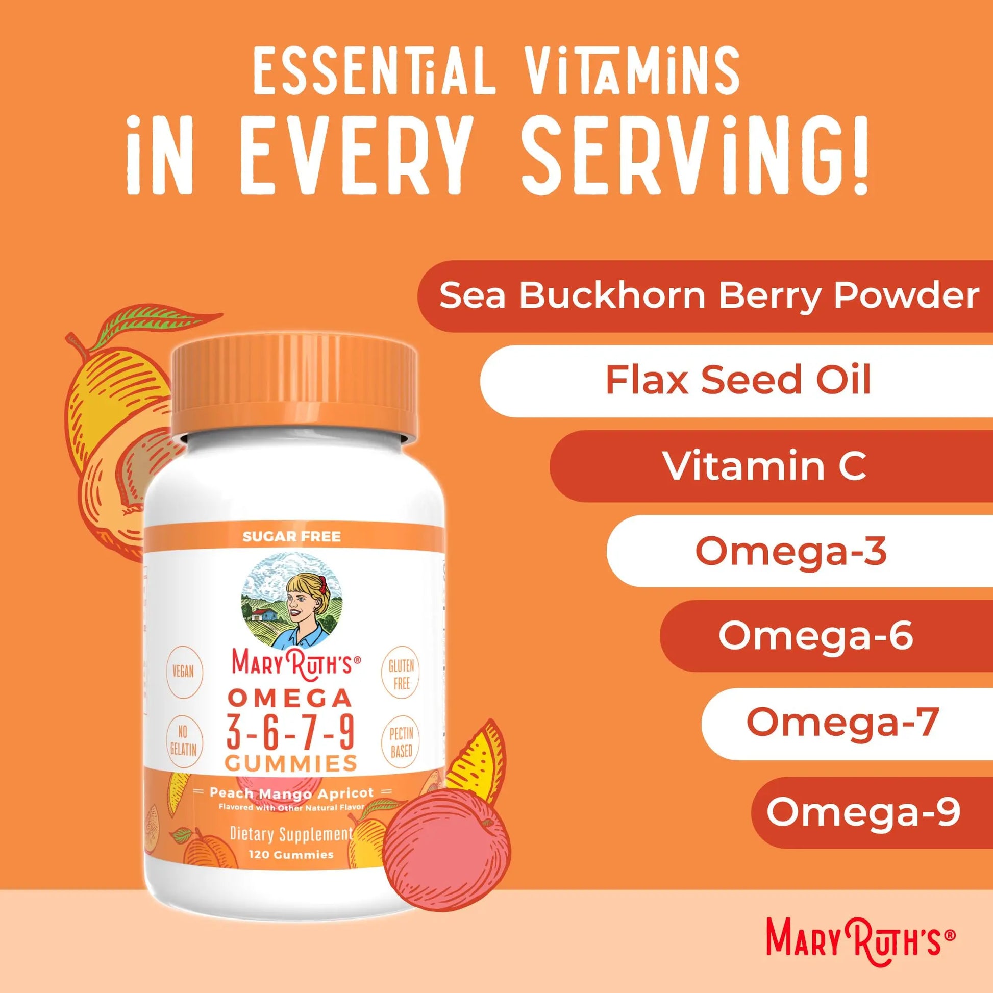 MaryRuth Organics Vegan Omega 3 6 7 9 Gummies | Up to 4 Month Supply | Omega 3 Supplement with Flaxseed Oil | Omega 3 Gummies MARYRUTH'S Au supplements