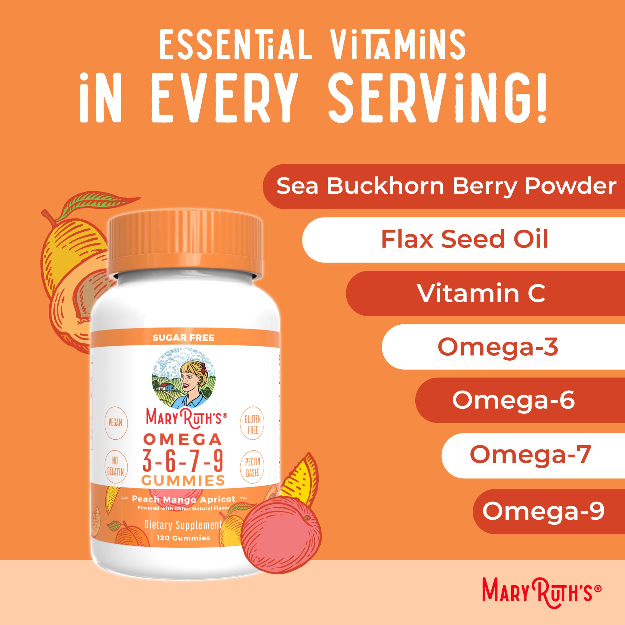 MaryRuth Organics Vegan Omega 3 6 7 9 Gummies | Up to 4 Month Supply | Omega 3 Supplement with Flaxseed Oil | Omega 3 Gummies MARYRUTH'S Au supplements