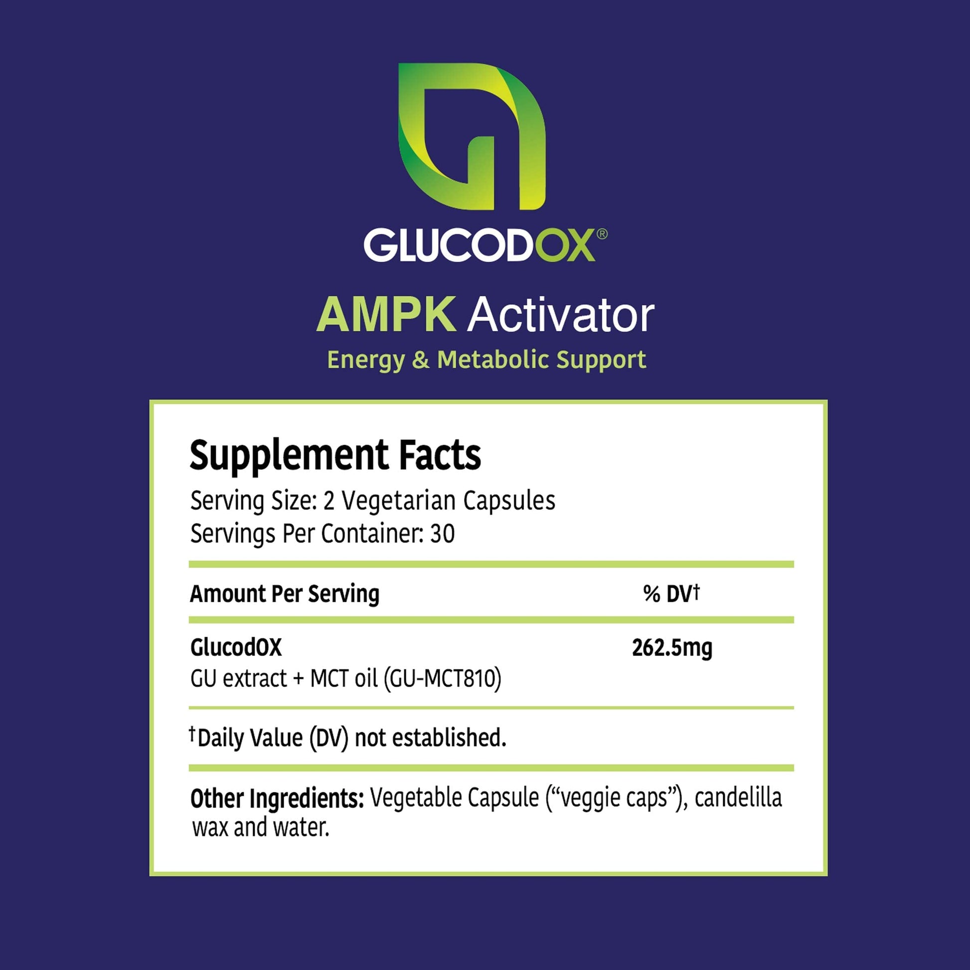 GlucodOX AMPK Activator Supplement – AMPK Enzyme, Metabolism Booster, Guggul Supplement for Body Management & Longevity – Vegan Metabolic Support - 30 Day Supply (60 Capsules) GlucodOX Au supplements