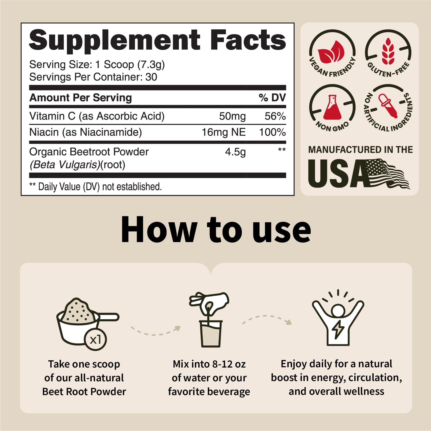 SPORTFOOD Beet Root Powder with Niacinamide & Vitamin C - Superfood for Circulation, Energy, & Stamina | Vegan, Non-GMO, Nitric Oxide Boost for Pre-Workout & Heart Health | Mixed Berry Flavor | 7.7oz Sport Food Au supplements