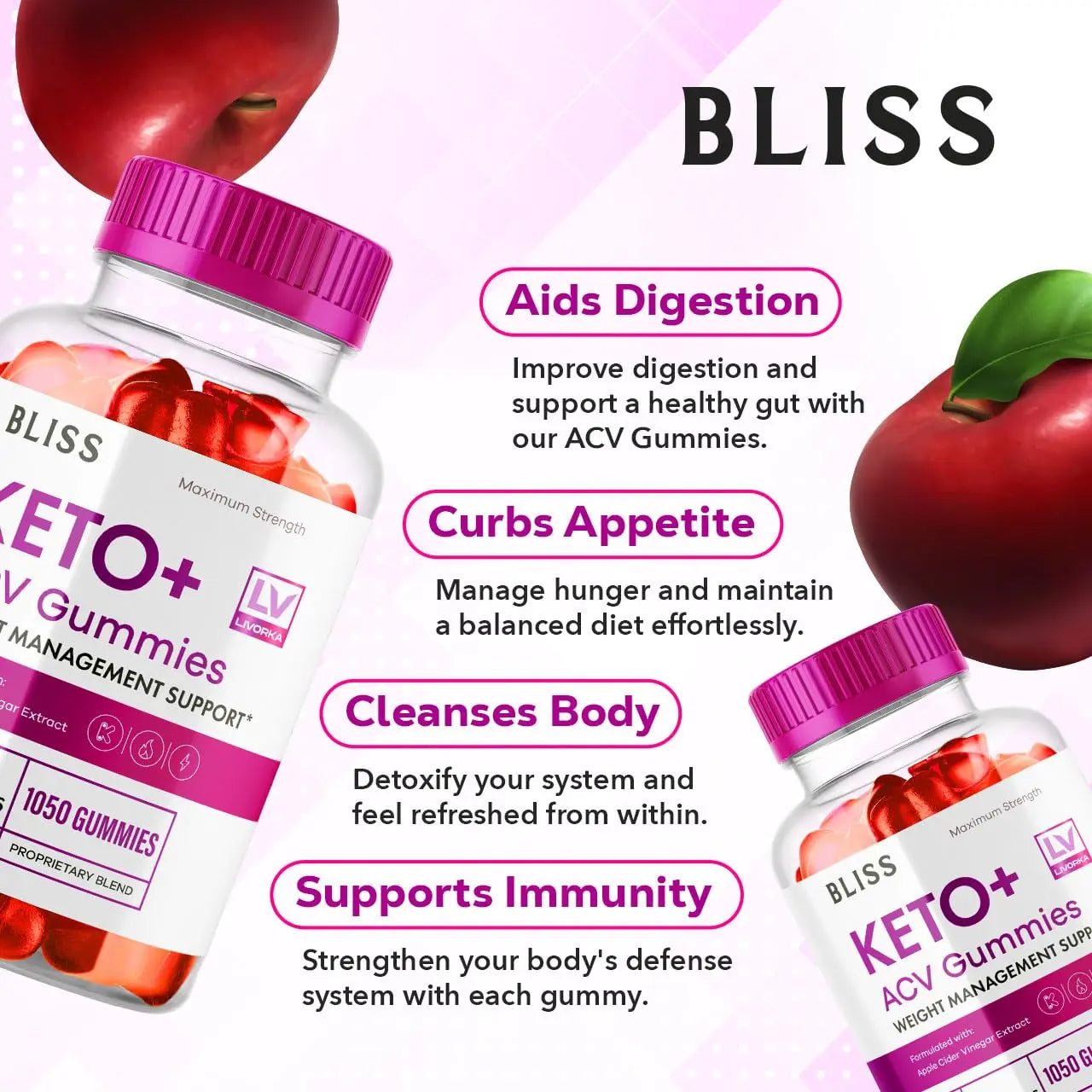 5 Pack - Bliss Keto ACV Gummies Advanced Weight Loss, Bliss ACV Active Gummies LIVORKA Au supplements
