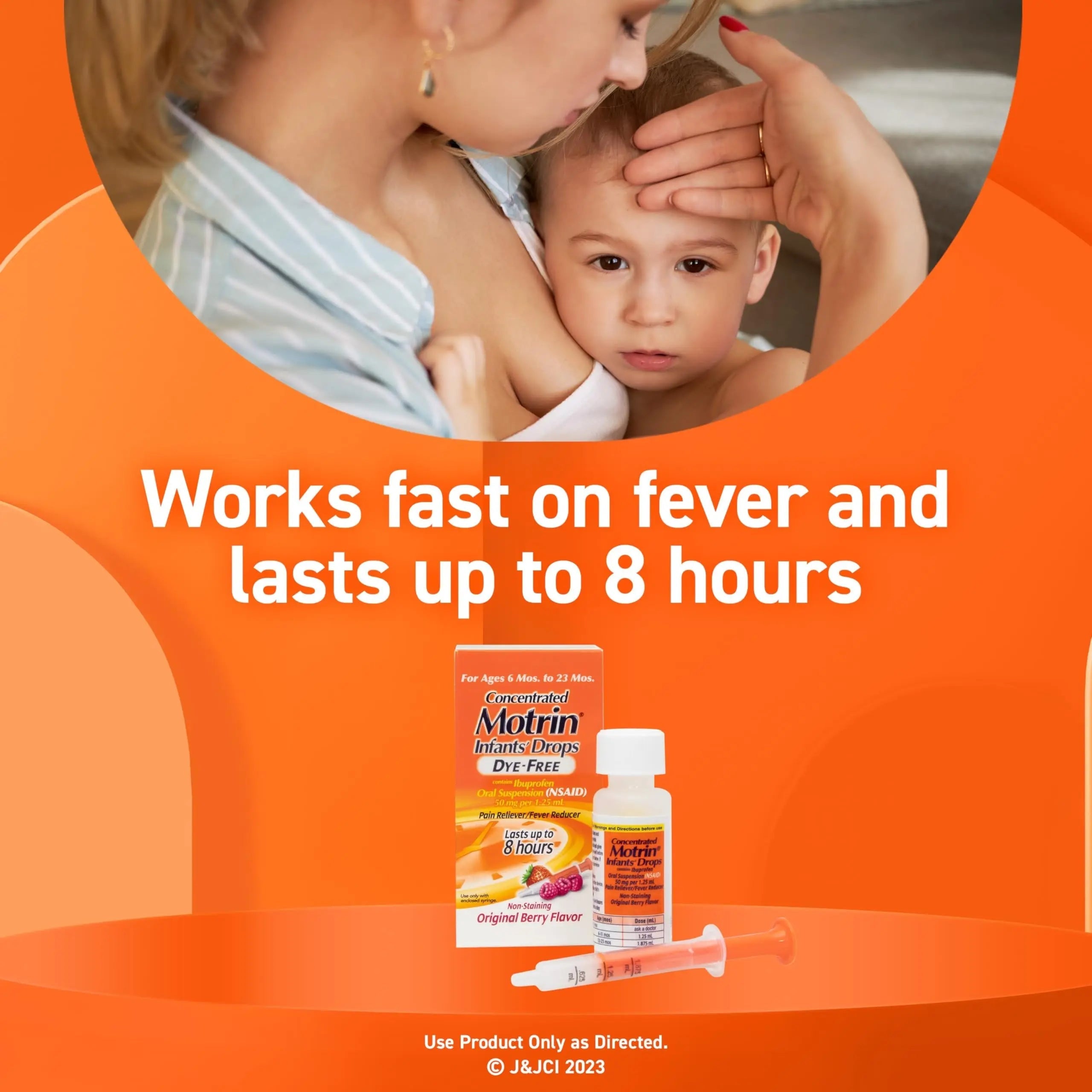 Motrin Infants Infant Ibuprofen Oral Suspension Concentrated Drops, NSAID Fever Reducer & Pain Reliever for Babies, Dye Free, Alcohol-Free, Berry Flavor, Includes Enclosed Syringe, 1 fl. oz Infants' Motrin Au supplements