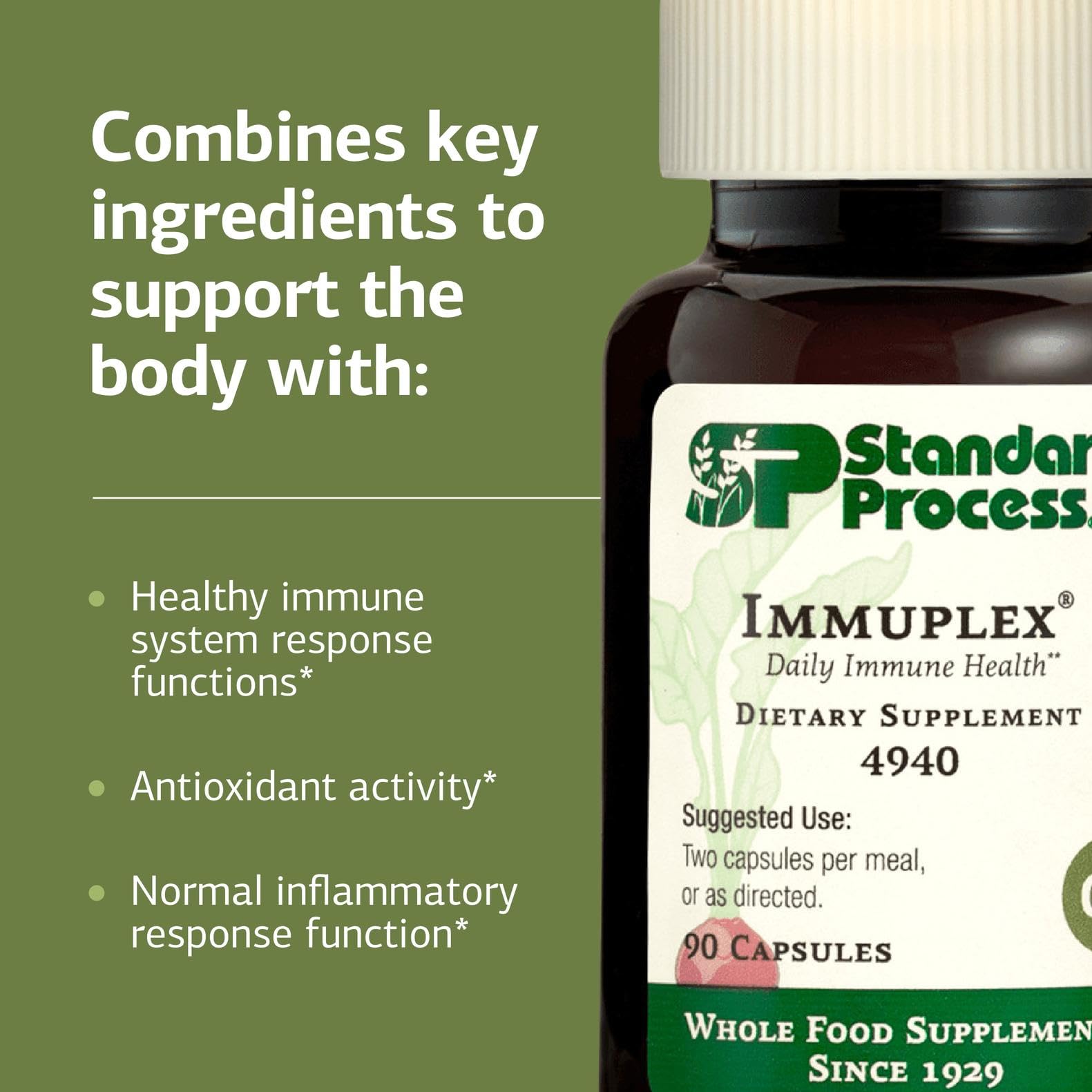 Standard Process Inc. Immuplex - Daily Immune Support Supplement with Folate, Iron, Vitamin C & Vitamin A - Mineral Supplement with Antioxidant Ingredients - 90 Capsules Standard Process Inc. Au supplements