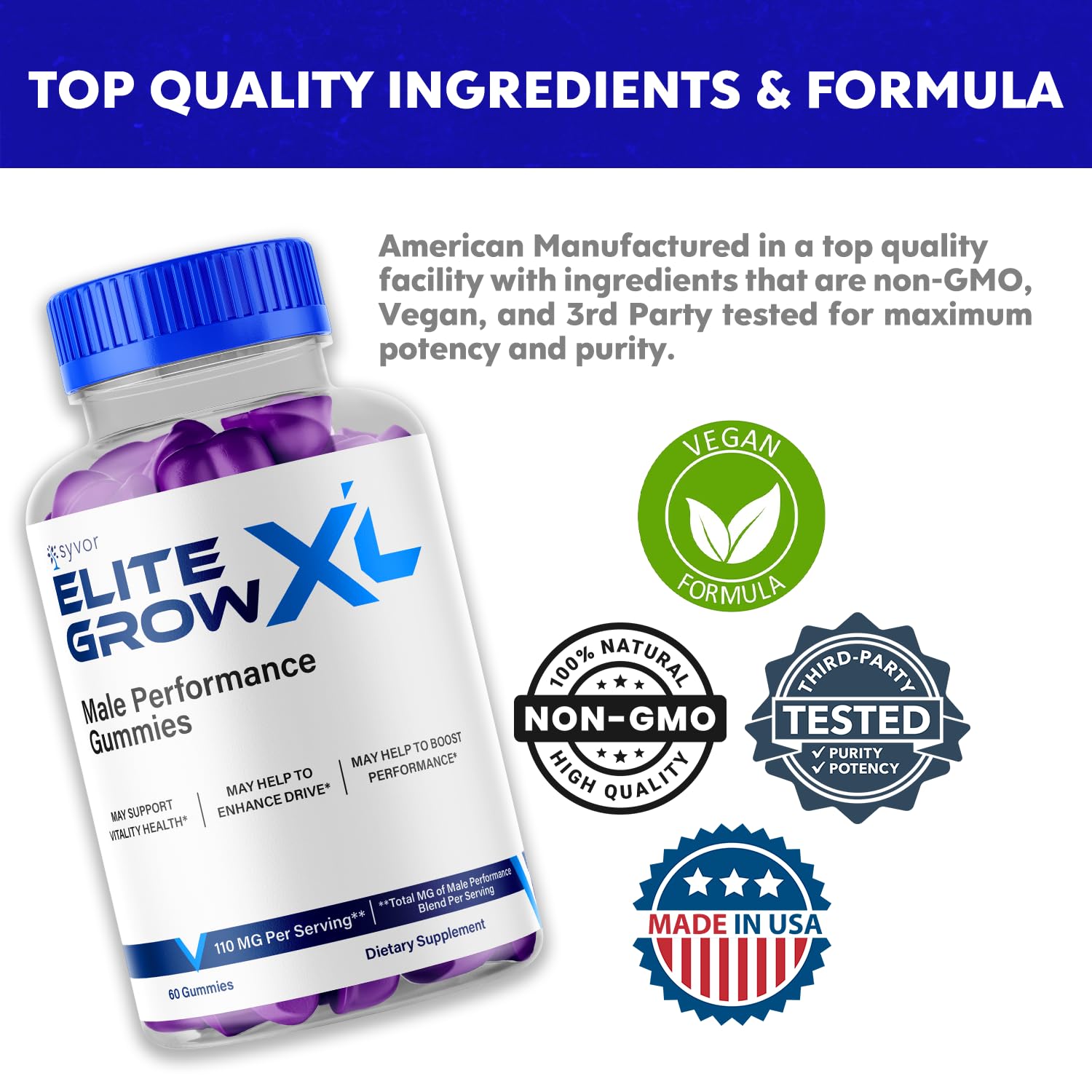 (2 Pack) Elite Grow XL Gummies, Elite GrowXL Maximum Strength Gummy Supplement, Elite Grow X L All Natural Advanced Formula Gummys Chewable Vitamin EliteGrow Delicious Once Daily Gummes (120 Gummies) Syvor Au supplements