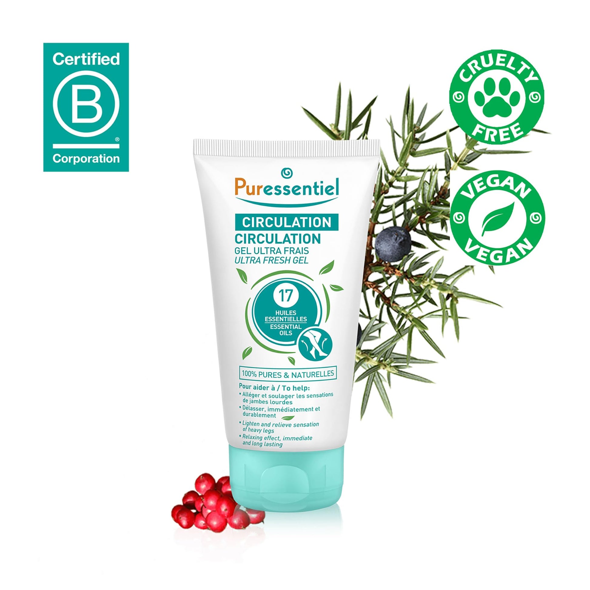 Puressentiel Soothing Gel for Tired Feet, Ankles, Legs - Aromatherapy Lotion with 17 Essential Oils for Body and Skin - Instant, Lasting Relief and Circulation - Natural and Alcohol Free - 4.22 oz Puressentiel Au supplements