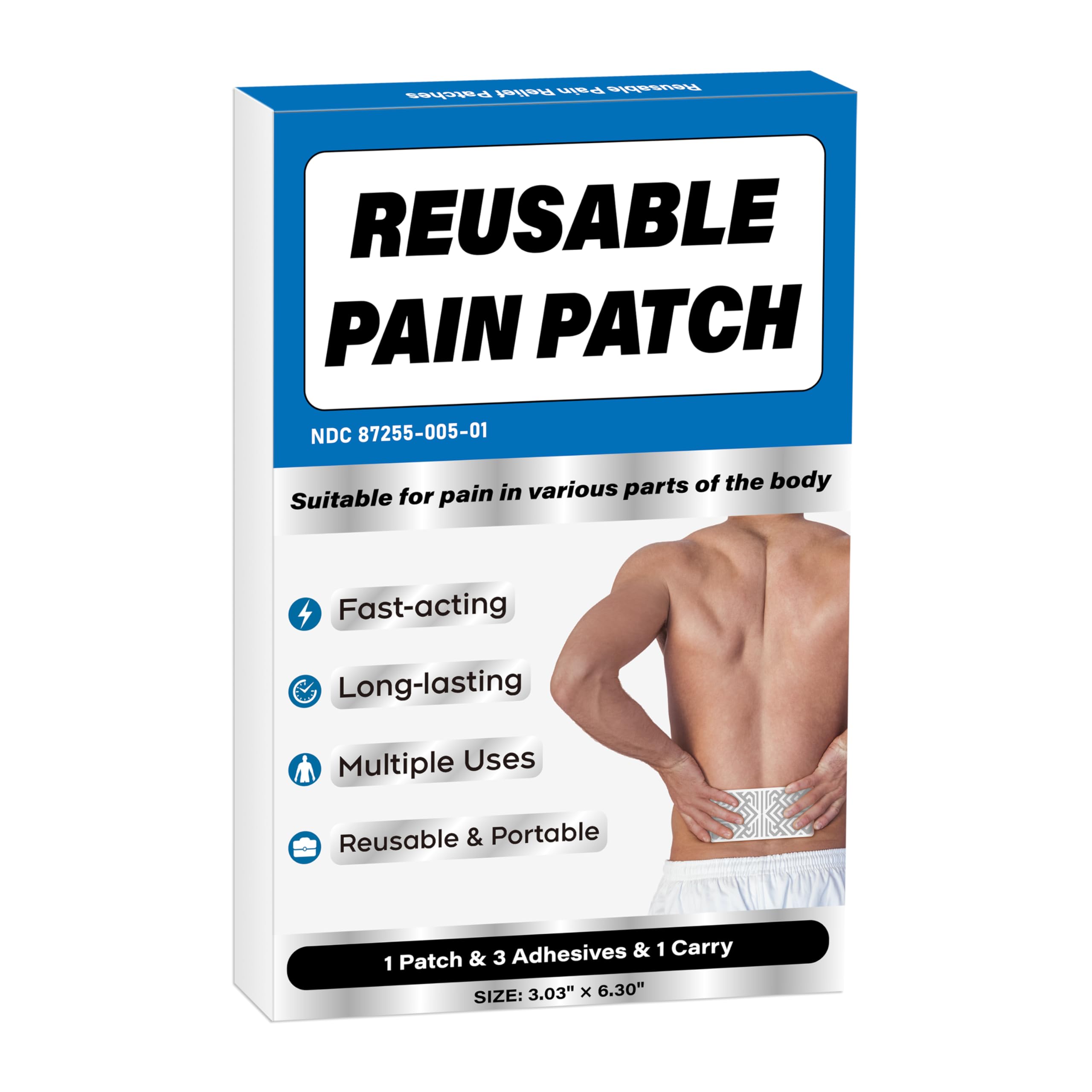 Teemofe Reusable Pain Patch, for Sore Muscle Relief - Pain Relief Patches for Back, Foot, Knee, Neck & More, Easy Adhesive Application, Fast Acting - Includes 1 Patch, 3 Adhesives&1 Carry Case-0327-1 Teemofe Au supplements