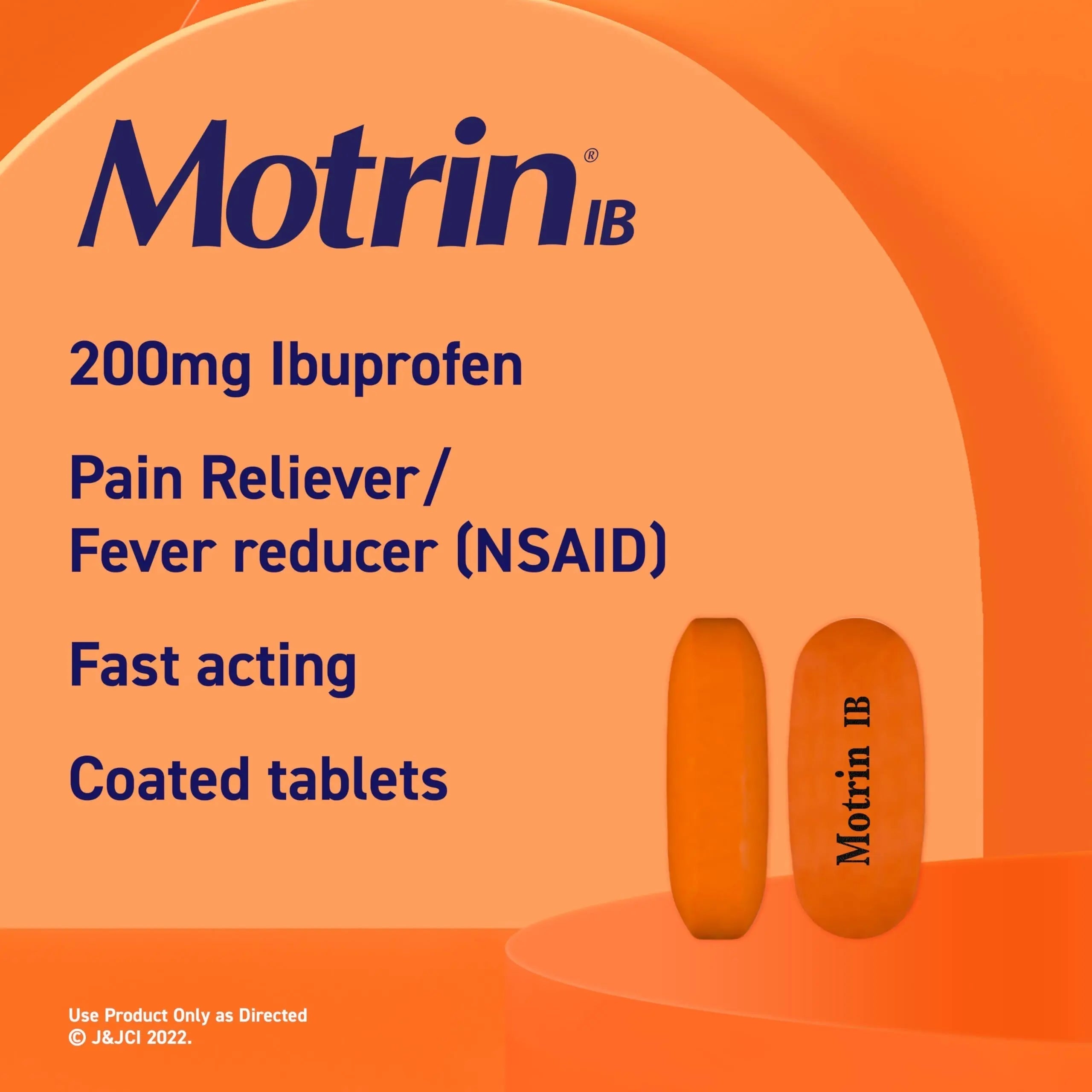 Motrin IB, Ibuprofen 200mg Tablets, Pain Reliever & Fever Reducer for Muscular Aches, Headache, Backache, Menstrual Cramps & Minor Arthritis Pain, NSAID, 100 Ct Motrin Au supplements
