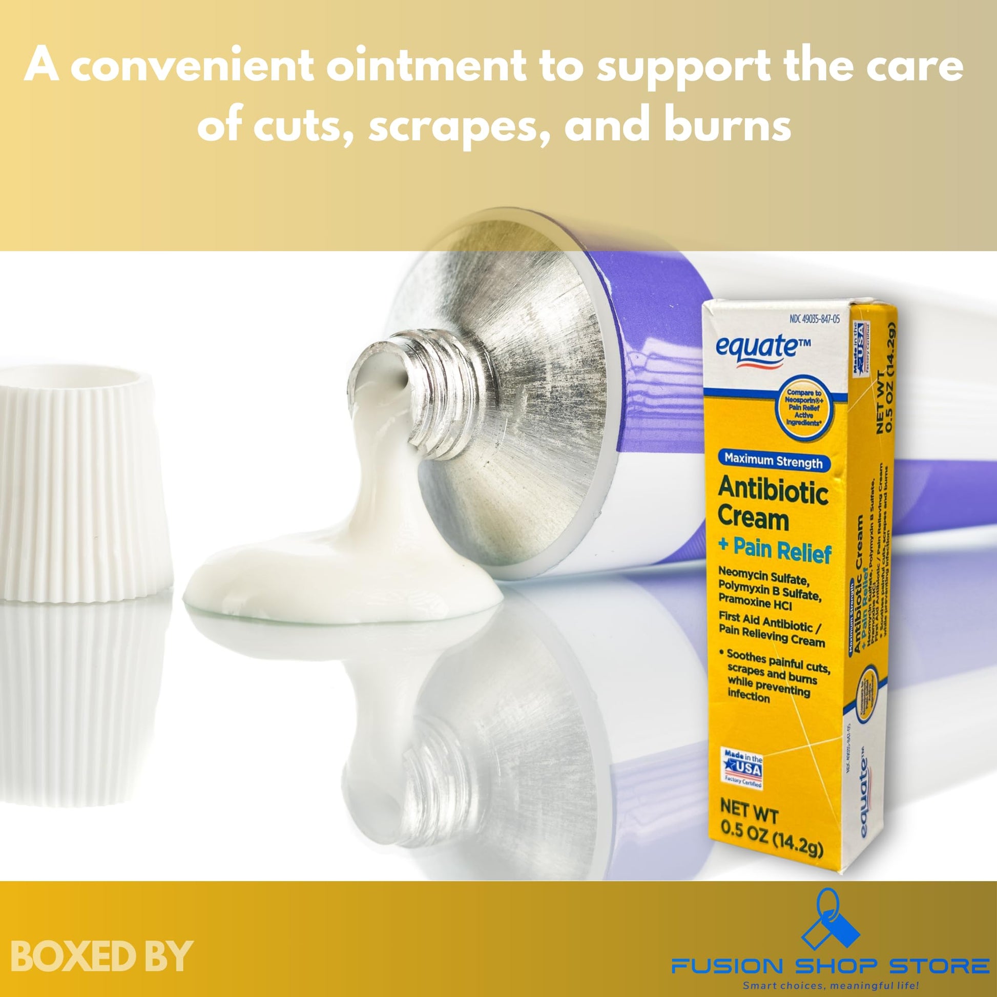 Triple Antibiotic Ointment- Maximum Strength with Topical Analgesic, 0.5 oz (Pack of 1), Boxed by Fusion Shop Store FUSION SHOP STORE Smart choices, meaningful life! Au supplements