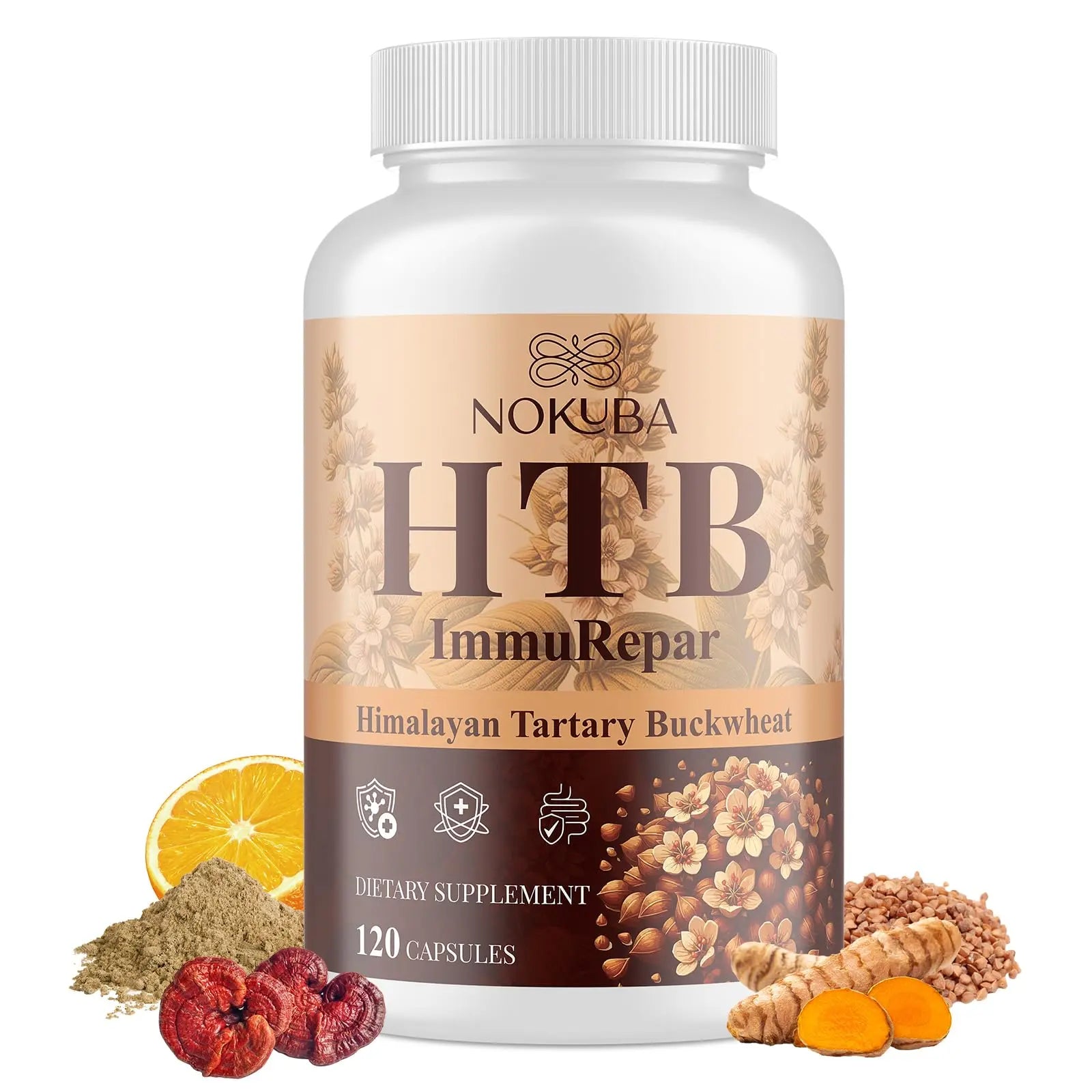 Nokuba Polyphenols Supplement for Immune Support | Himalayan Tartary Buckwheat Sourced | Polyphenol Superfood with Quercetin, Curcumin | Immune Booster, Antioxidant, Anti-inflammatory - 120 Capsules Nokuba Au supplements
