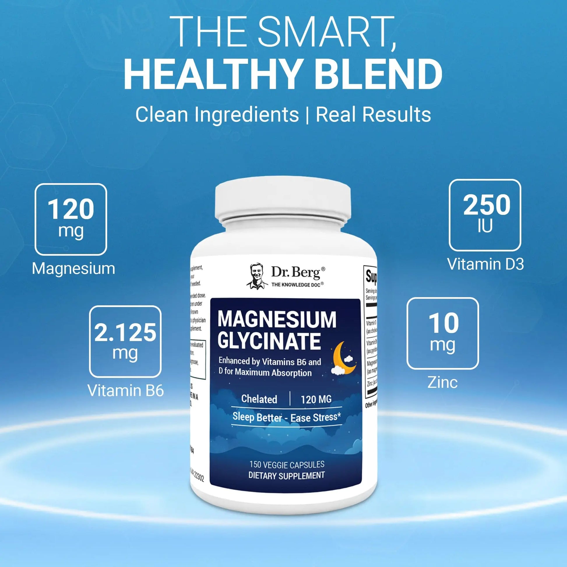 Dr. Berg Magnesium Glycinate 150ct – 4-in-1 Chelated for Muscle, Nerve, Sleep & Stress Support*– w/ D3, B6 & Zinc – 4X Lab-Tested – No Fillers – Formulated in USA, GMP-Certified Dr. Berg Nutritionals Au supplements
