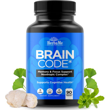 HerbaMe Brain Code Nootropic Brain Supplement for Memory and Focus | Supports Cognitive Health & Mental Clarity, Enhance Concentration | 90 Capsules HerbaMe Au supplements