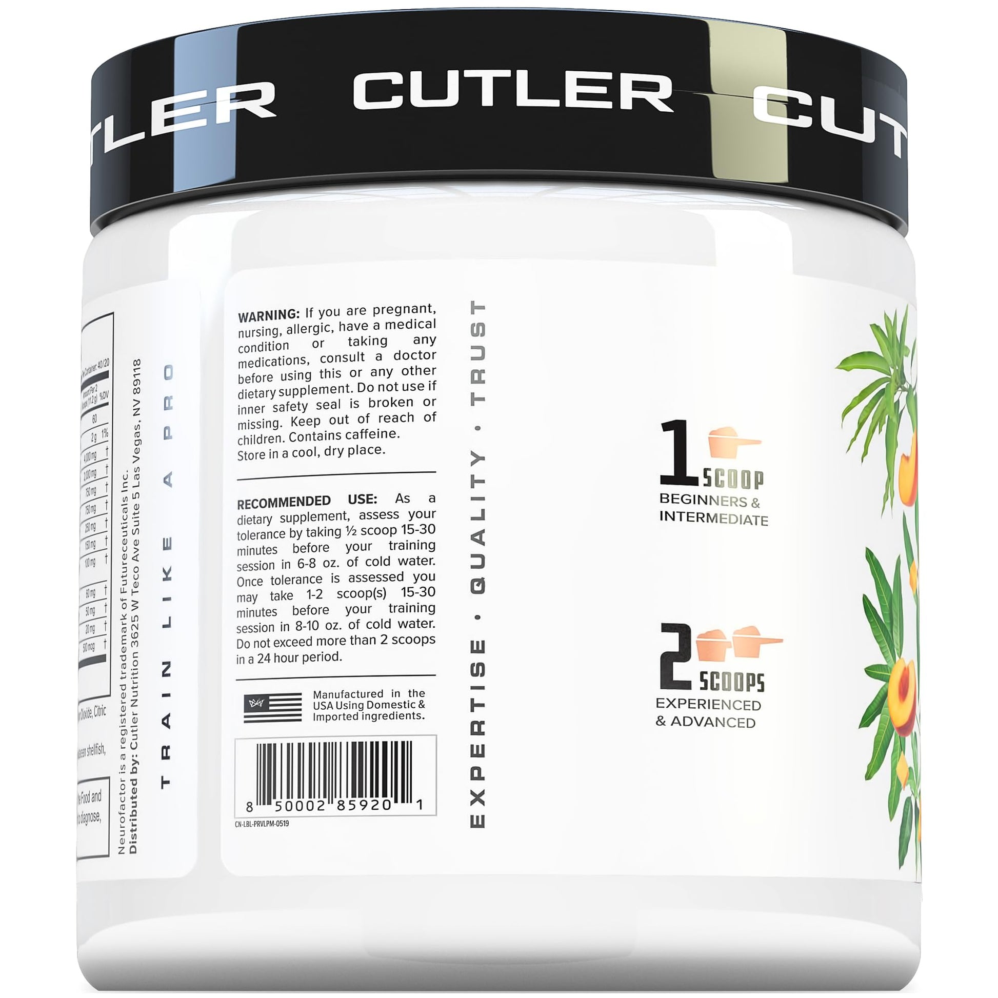 Prevail Pre Workout Powder with Nootropics: Pre Workout for Men and Women, Cutting Edge Energy and Focus Supplement with L Citrulline, Alpha GPC, L Tyrosine, Neurofactor | Peach Mango, 40 Servings Cutler Nutrition Au supplements
