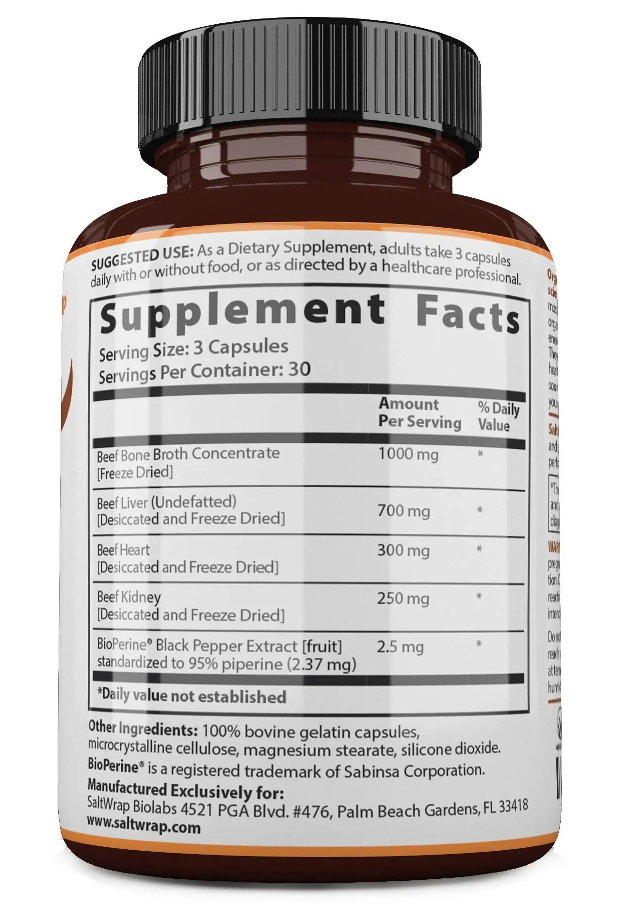 SaltWrap Organ Therapy - Grass Fed Beef Organ Meat Complex Supplement with Organic SaltWrap Au supplements
