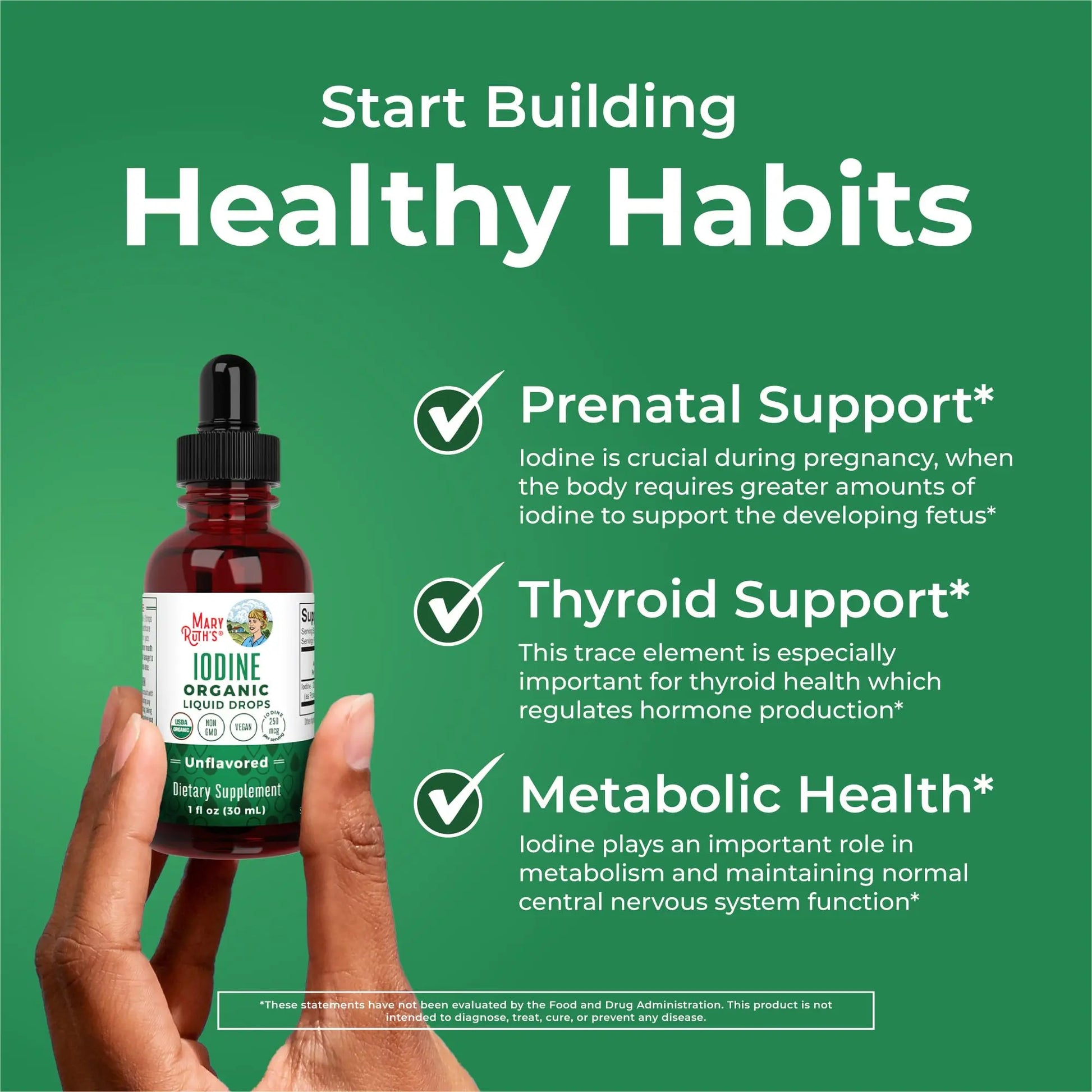 MaryRuth Organics Iodine Liquid Drops | Potassium Iodide | 1 Year Supply | 450 Servings | Thyroid Health | USDA Organic| MARYRUTH'S Au supplements