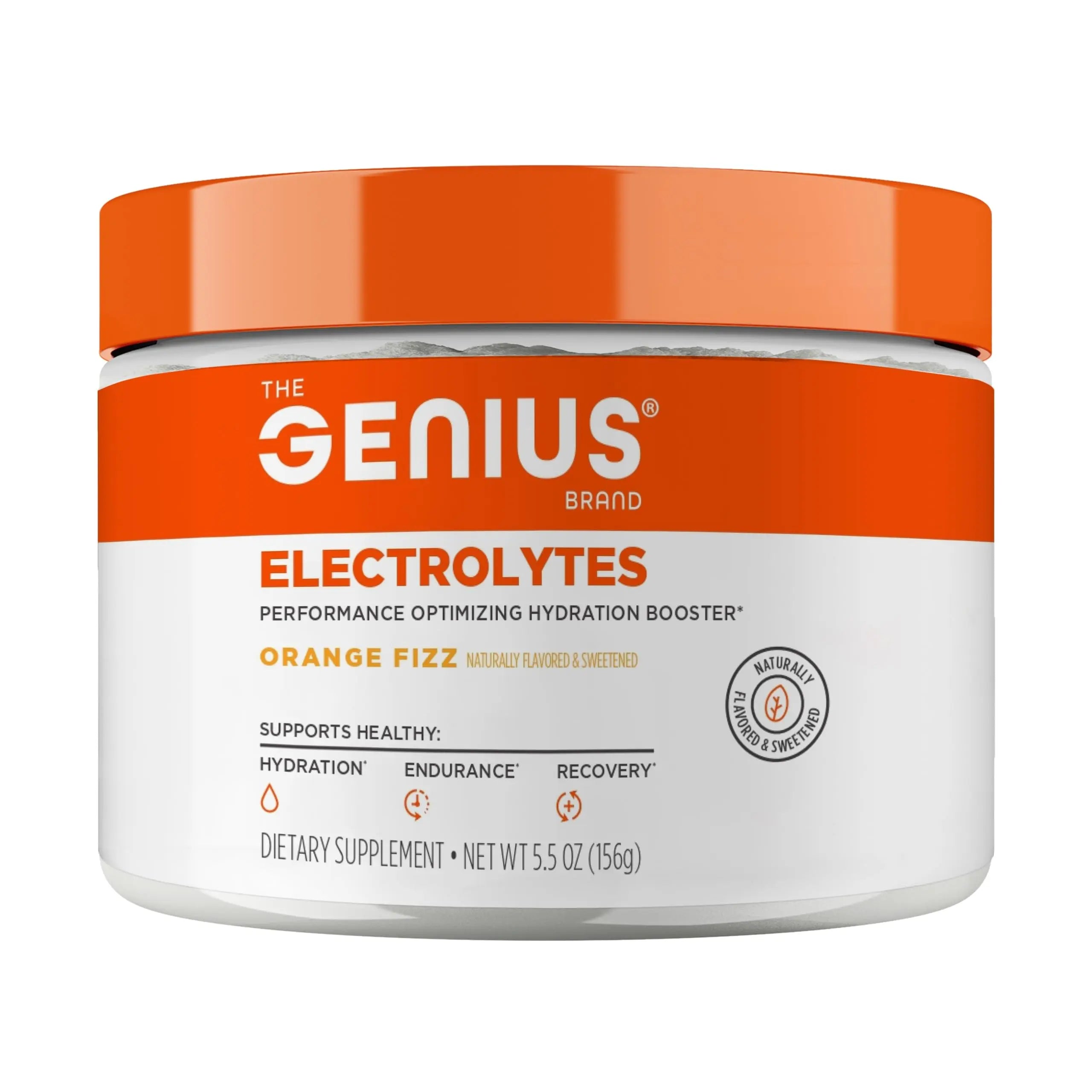Genius Electrolytes Powder Drink Mix, Orange Fizz, 30 Servings - Natural Hydration Booster & Endurance Supplement with Potassium, Magnesium & Zinc - Sugar Free & No Artificial Sweeteners or Dyes The Genius Brand Au supplements