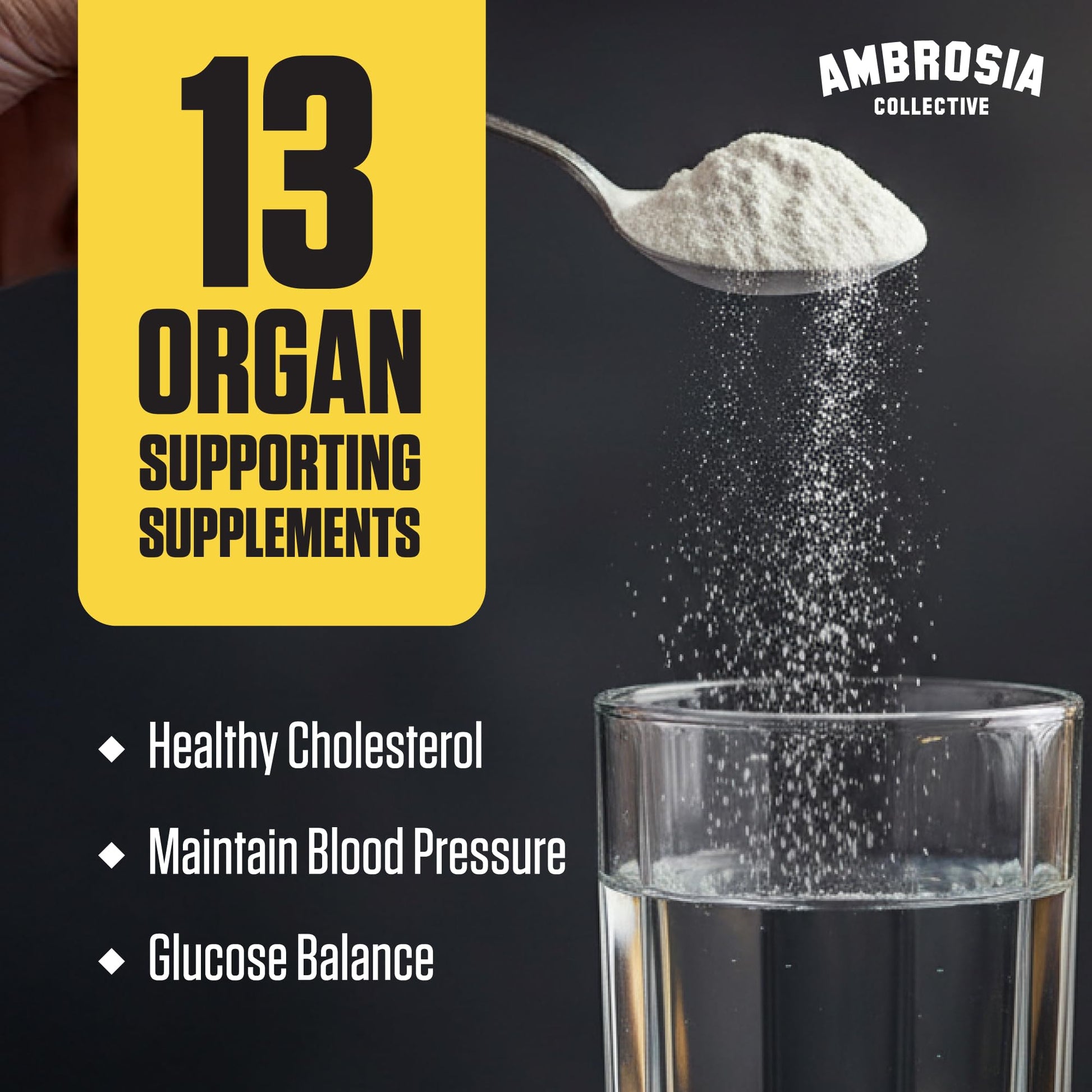 Ambrosia Superfood Organ & Cycle Support Powder | Liver & Kidney Support with Milk Thistle, Red Yeast Rice & CoQ10 | 13 Superfood Ingredients | 30 Servings | Honey Lemon Ambrosia Au supplements