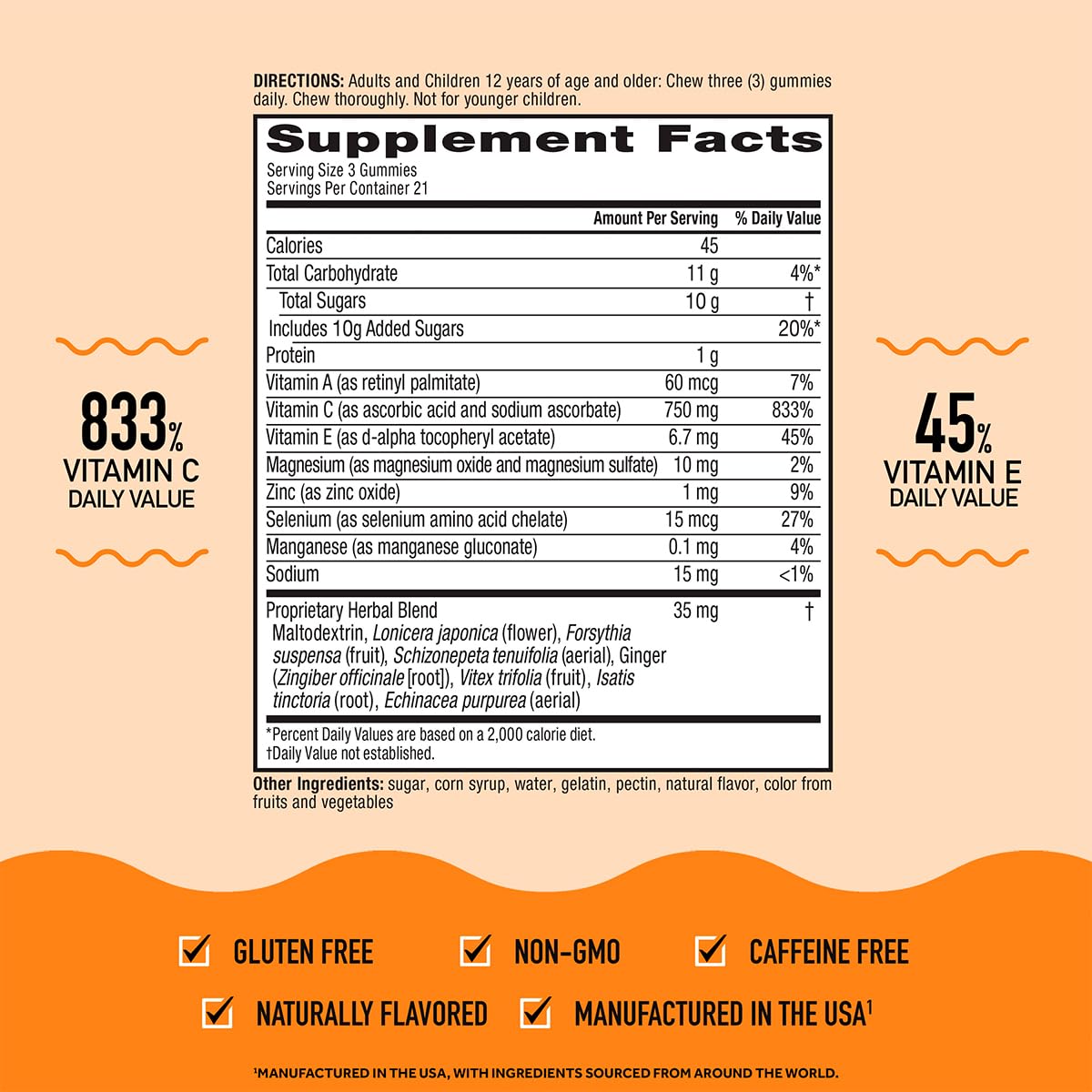 Airborne 750mg Vitamin C Immune Support Supplement Gummies for Adults, Assorted Fruit Flavor, Gluten Free Crafted Blend with Powerful Antioxidants Vitamins A C & E, 42 Gummies (2 Pack) Airborne Au supplements